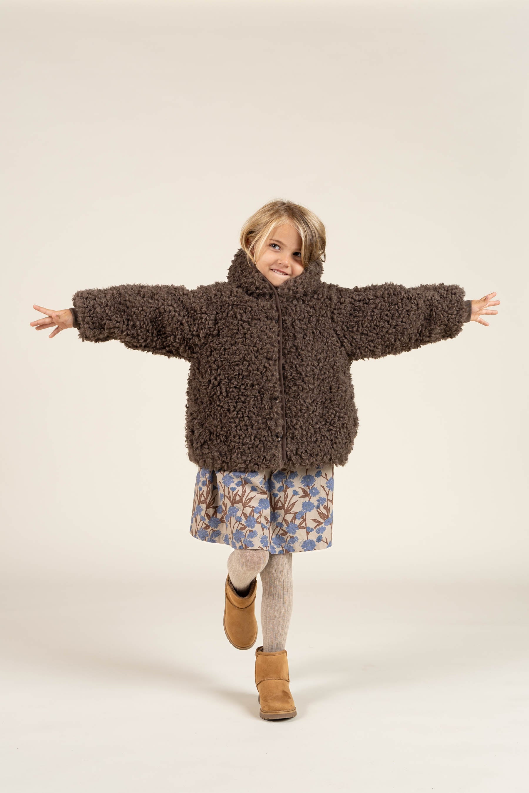 Teddy-Kapuzenjacke mit Rippenbündchen - Kids - Chocolate | 100547 Ellie