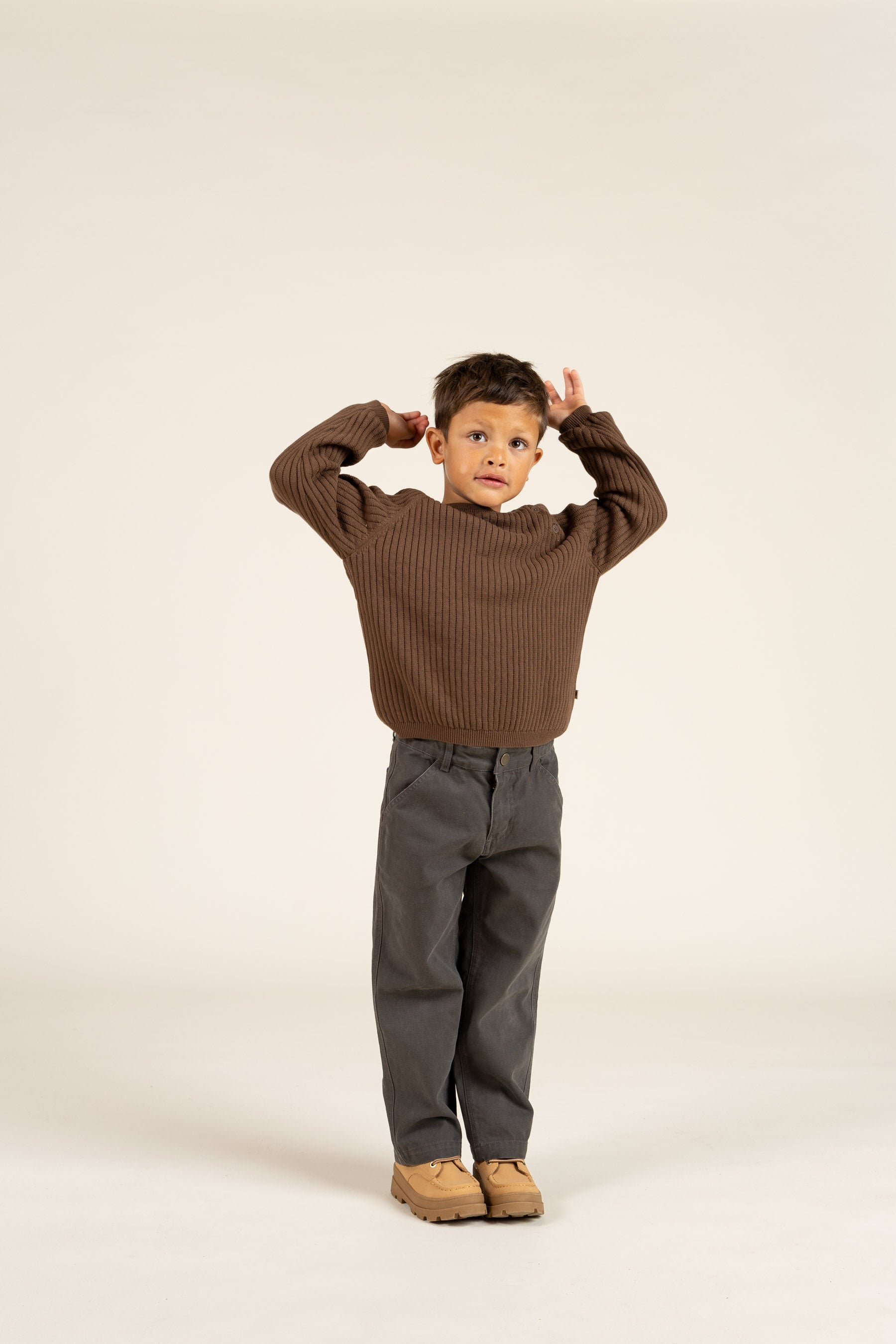 Baumwollstrickpullover - Kids - Coffee | 100691 Jett