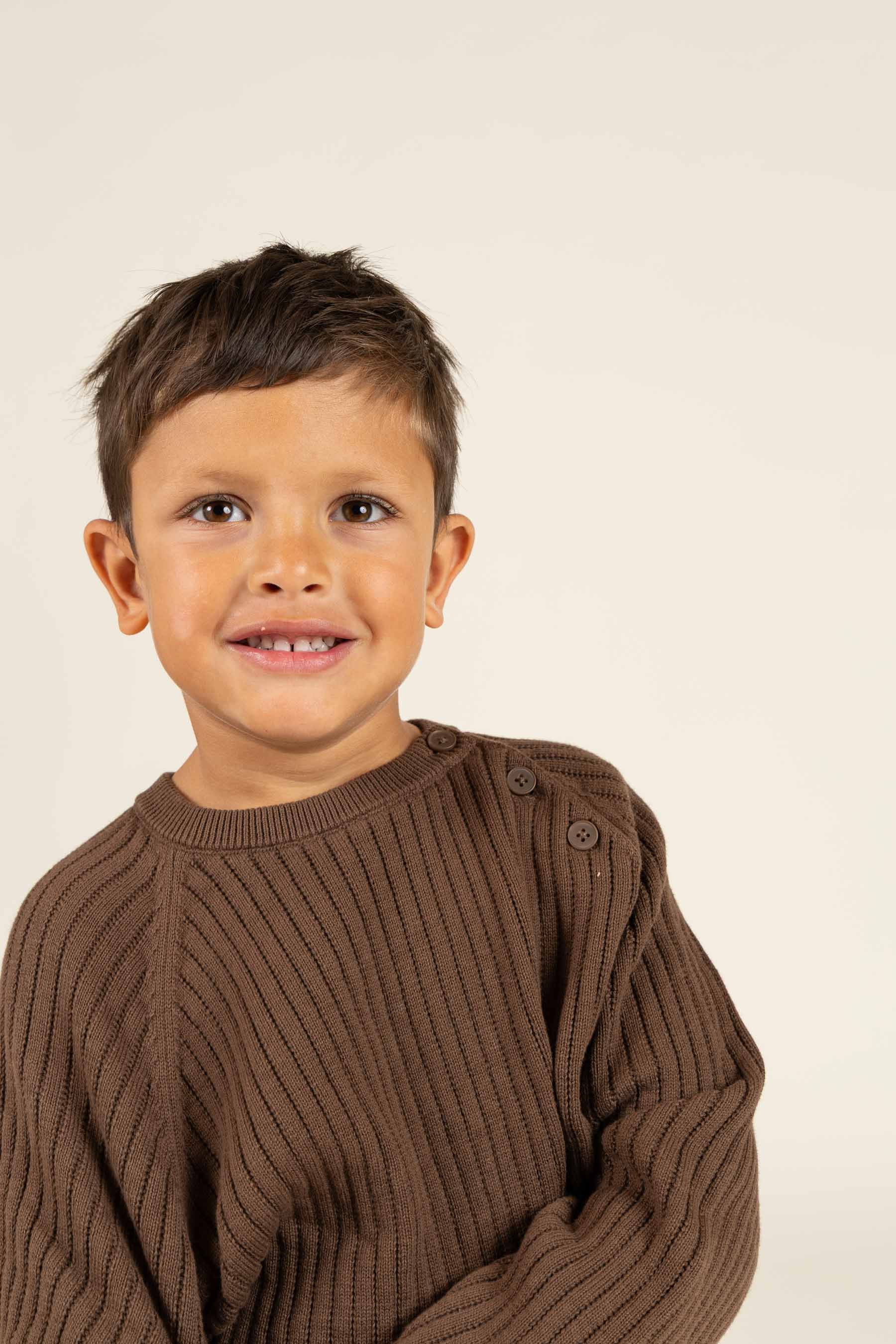 Baumwollstrickpullover - Kids - Coffee | 100691 Jett