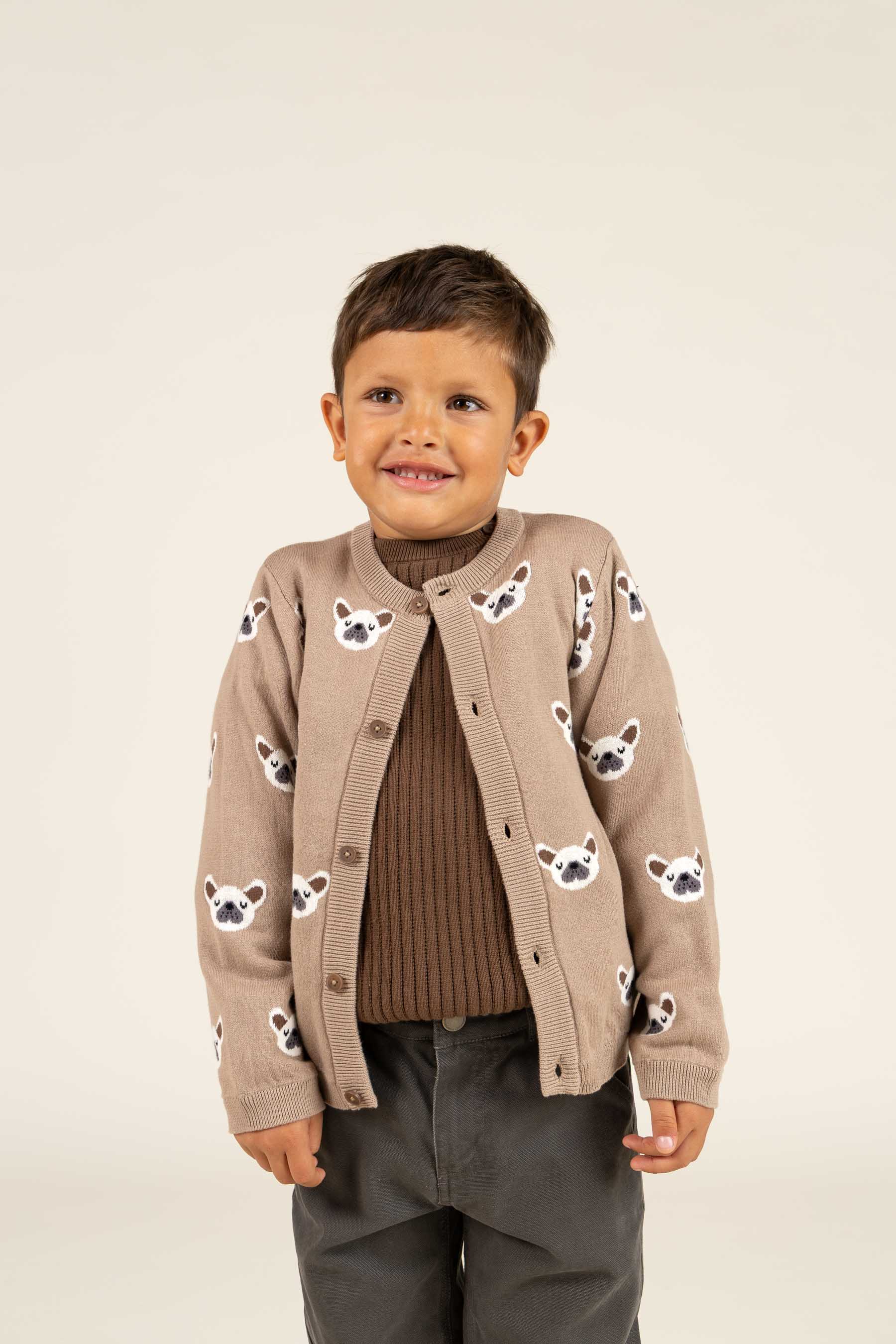 Baumwoll-Jaquard-Strickjacke - Kids - Light Brown | 100668 Nico