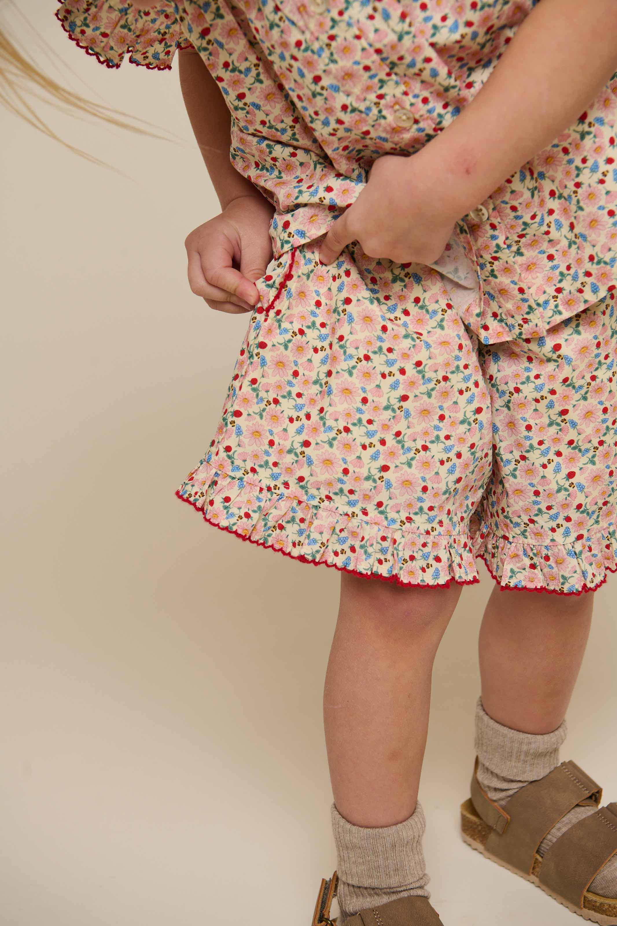 Blumenbedruckte Poplin Shorts - Kids - Rose | 100956 Poppy