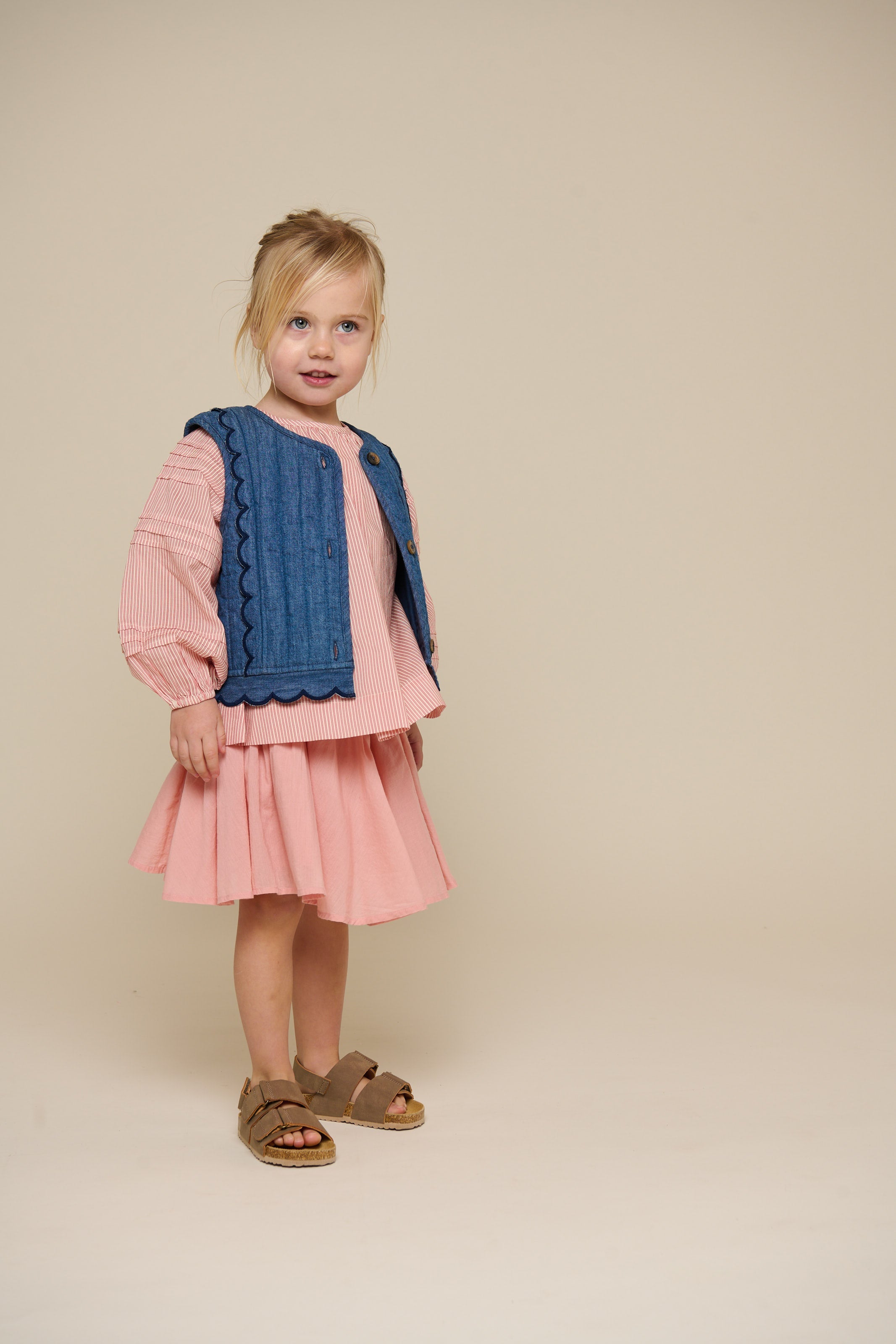 Baumwollrock mit Zick Zack RΓΌsche - Kids - Rose Tan | 101037 Alma