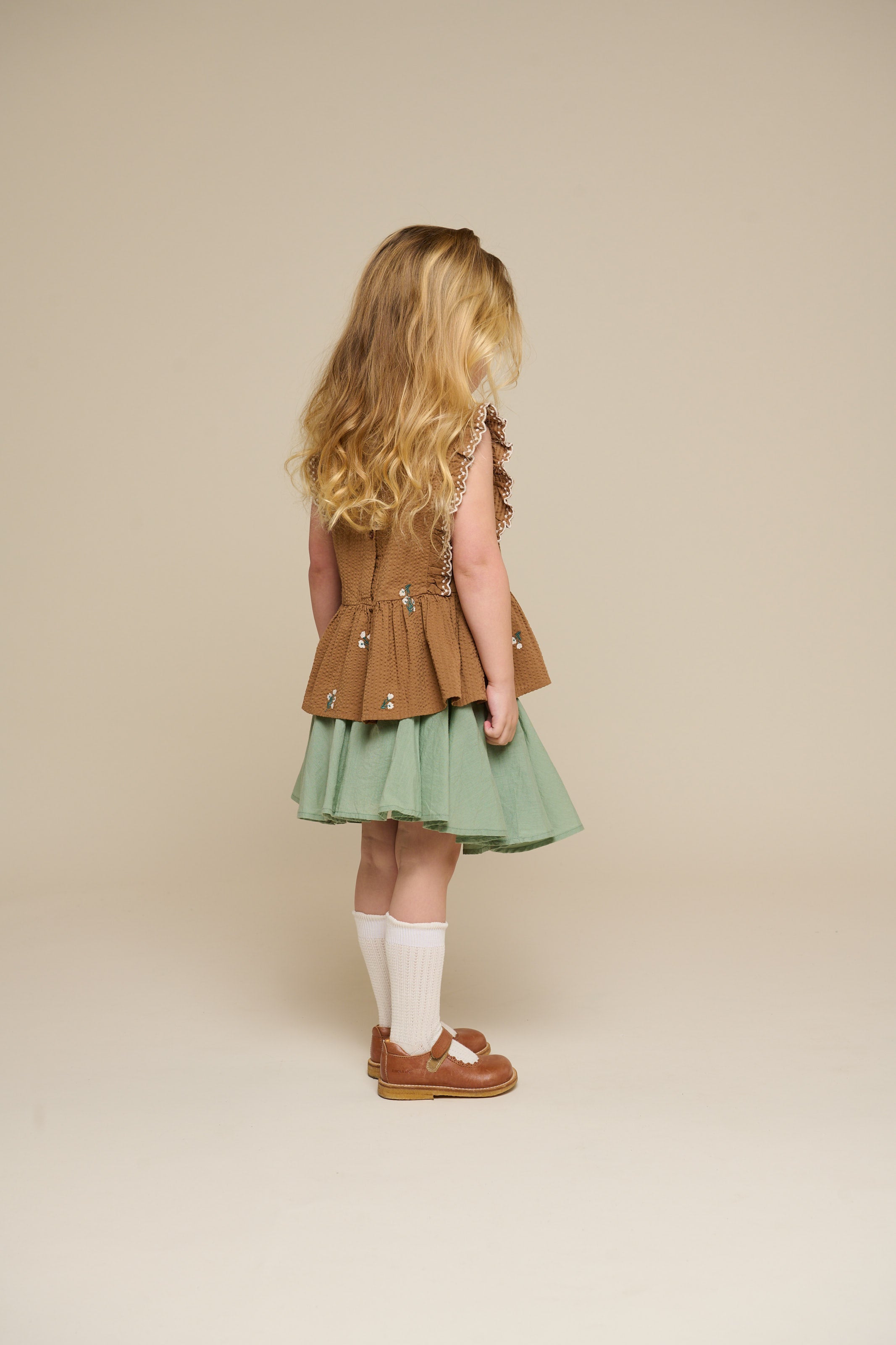 Besticktes Seersucker-Top - Kids - Coconut | 100982 Nora
