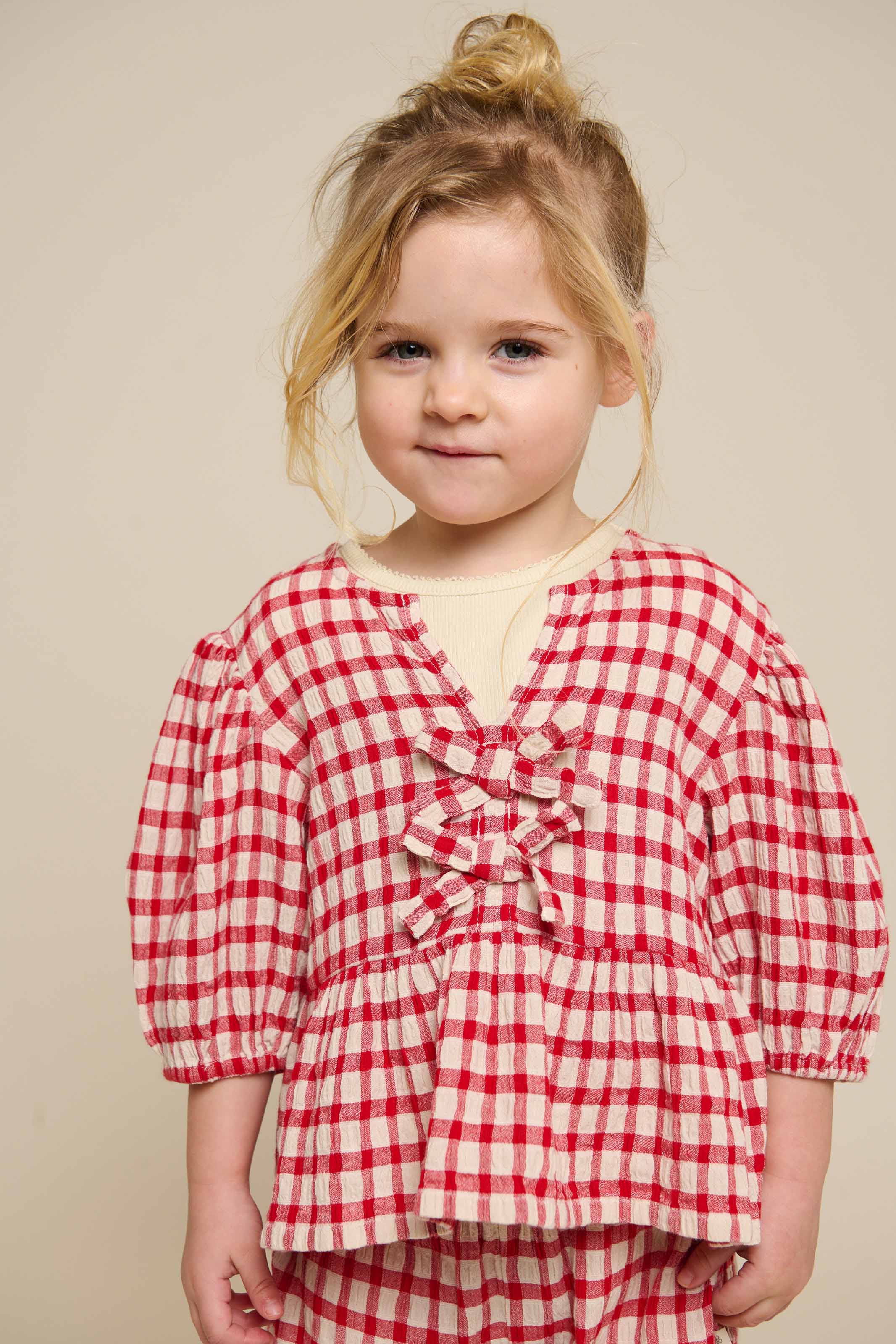 Karierte Baumwollbluse - Kids - Cherry Red | 100908 Bonnie