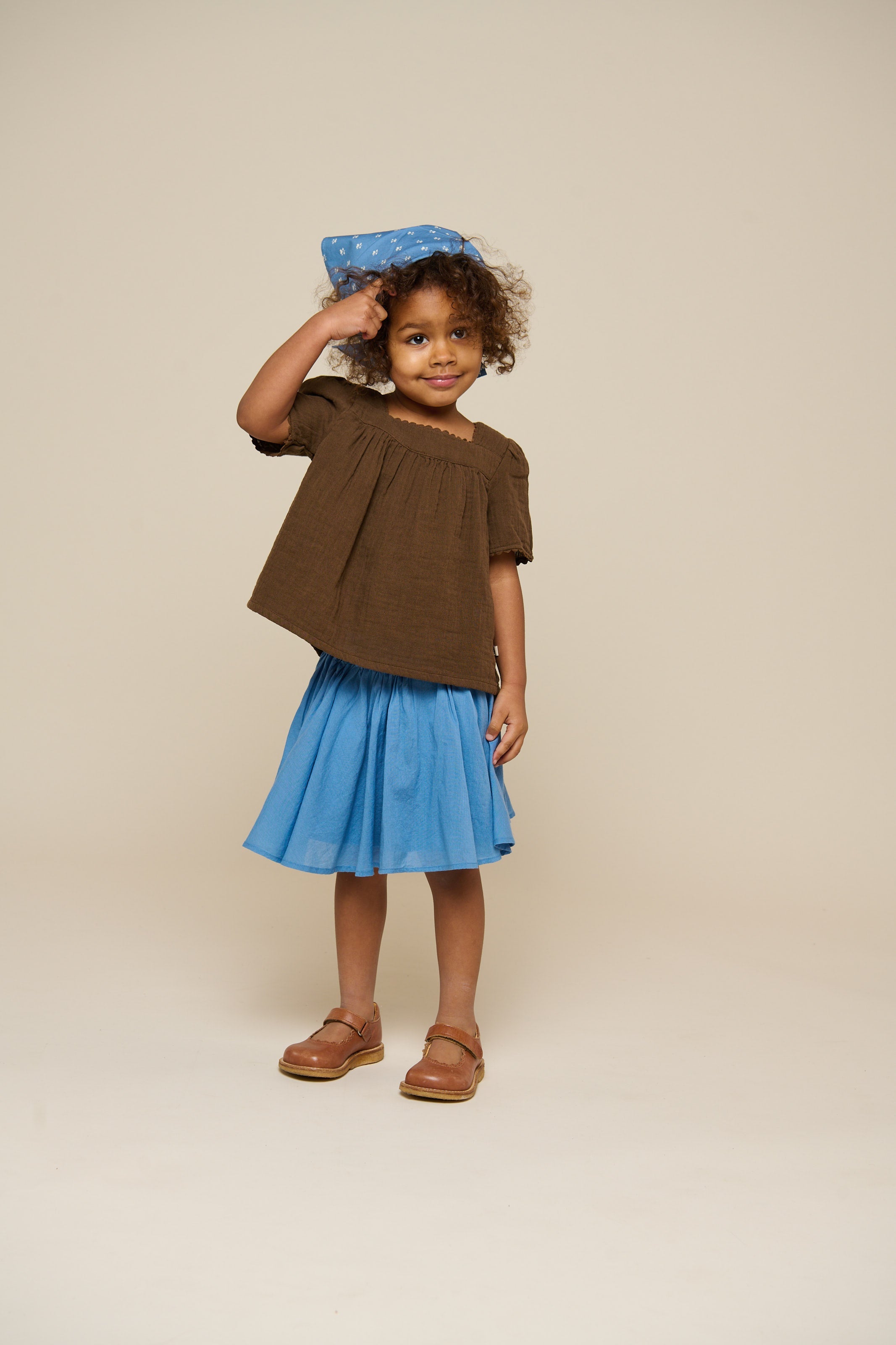 Gauze-Bluse mit Kurzen Γrmeln - Kids - Dark Brown | 100916 Jasmine