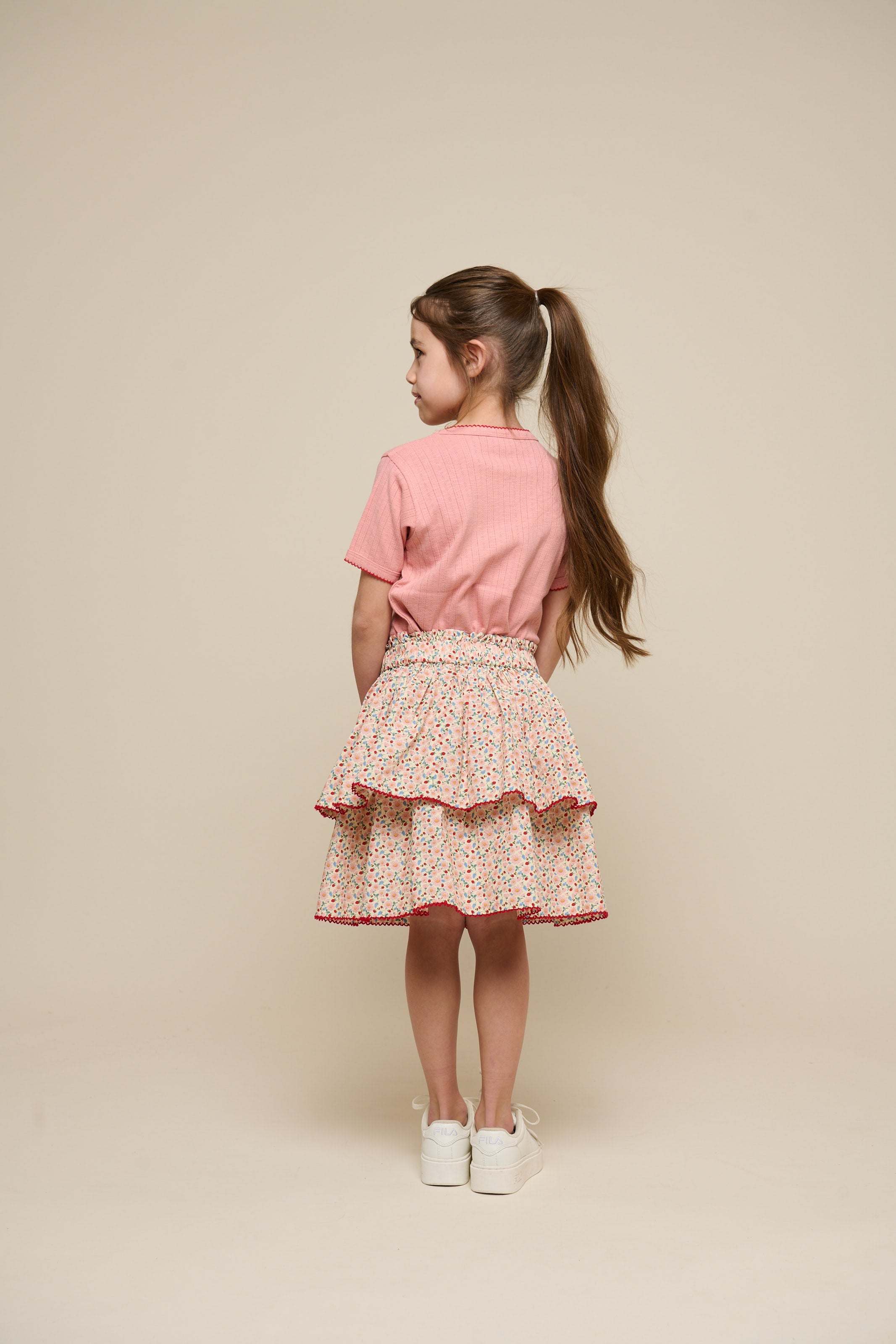 Poplin-Rock mit Blumenmuster und RΓΌsche - Tween - Rose | 100953 Poppy