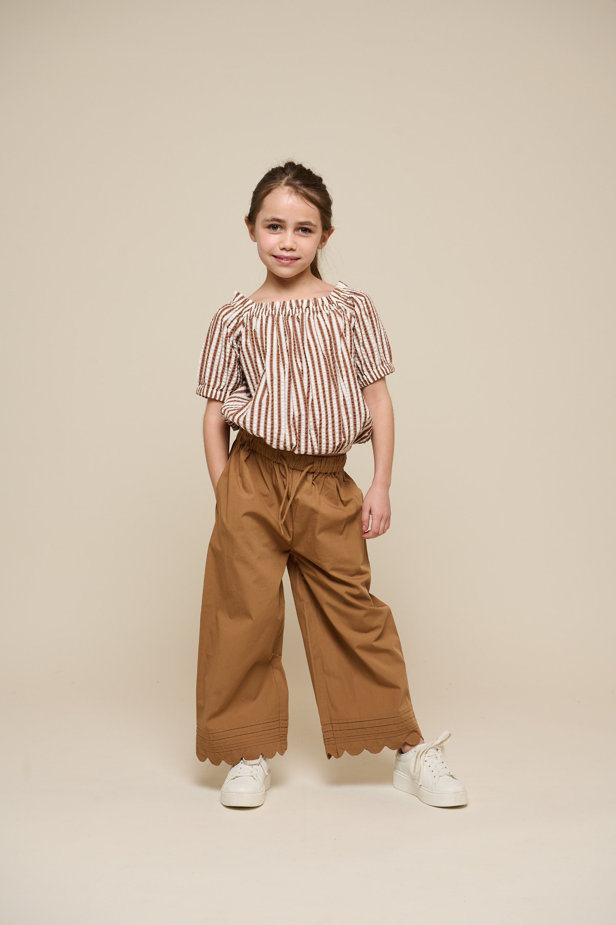 Gestreiftes Seersucker-Top - Tween - Brown | 101192 Nadia