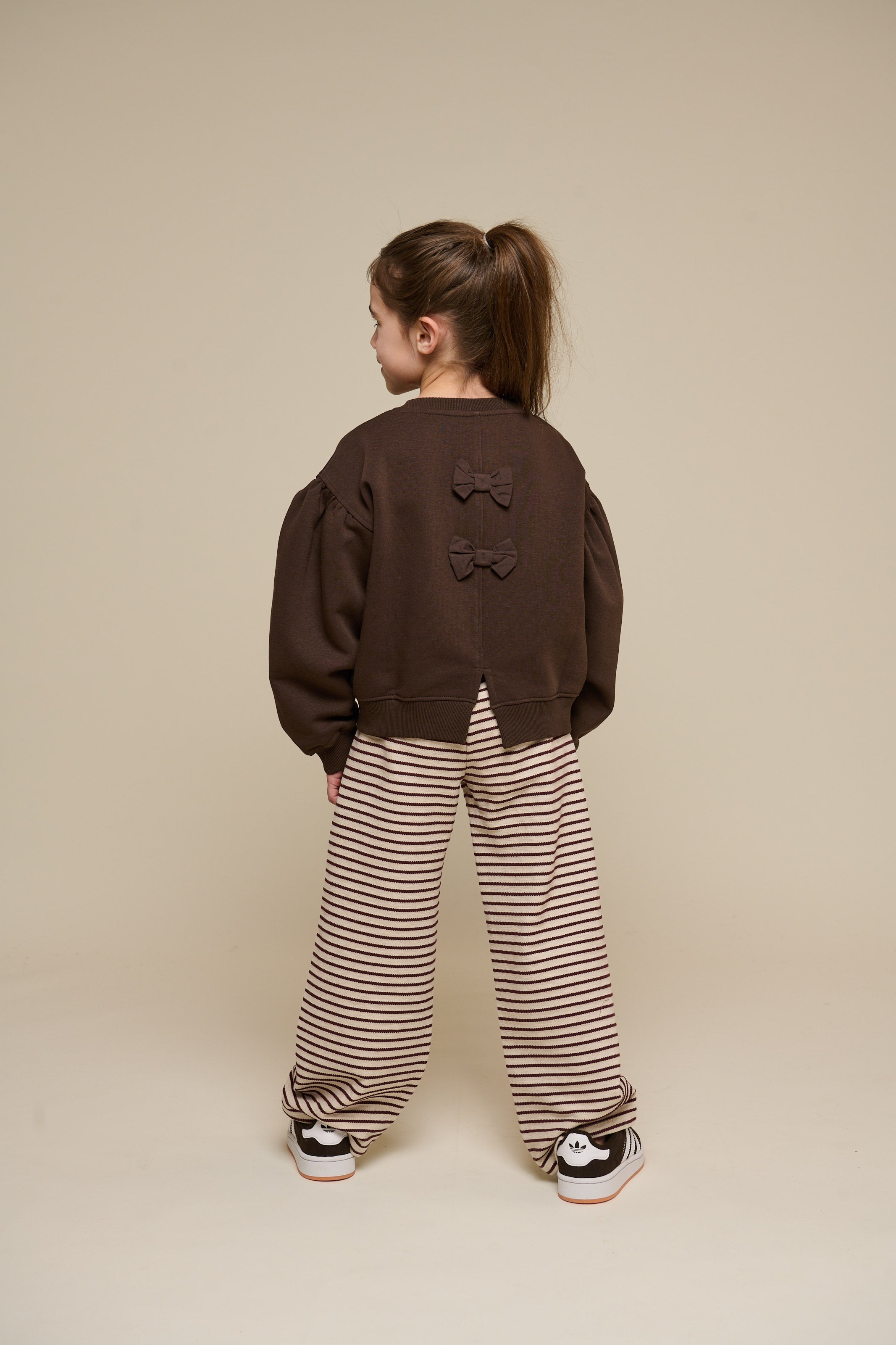 Gestreifte Wide-Leg Jersey Hose - Tween - Brown | 100997 Emmie