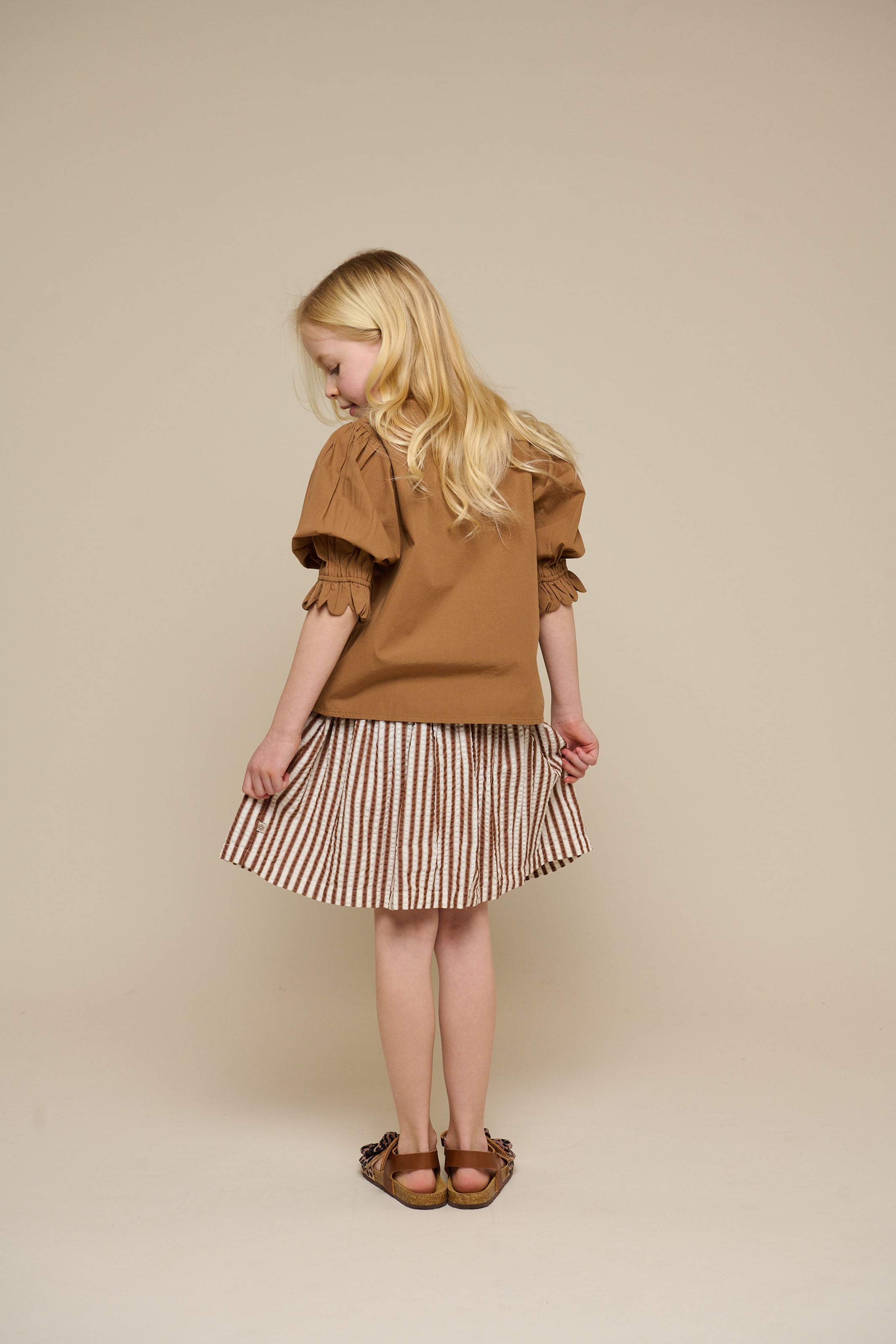 Gestreifter Seersucker-Rock - Tween - Brown | 101194 Nadia