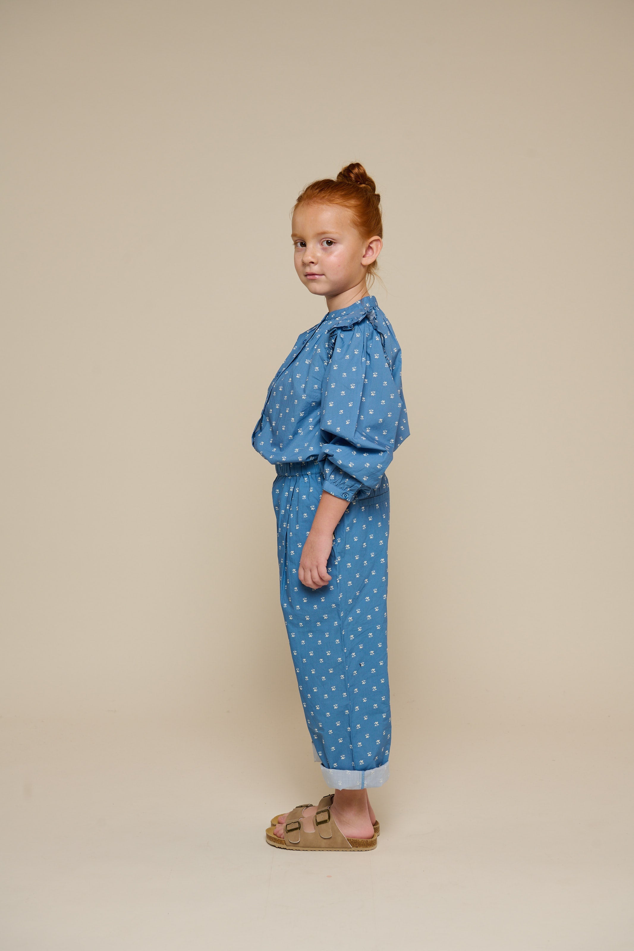 Bedruckte Poplin-Hose - Tween - Dusty Blue | 101089 Camilla