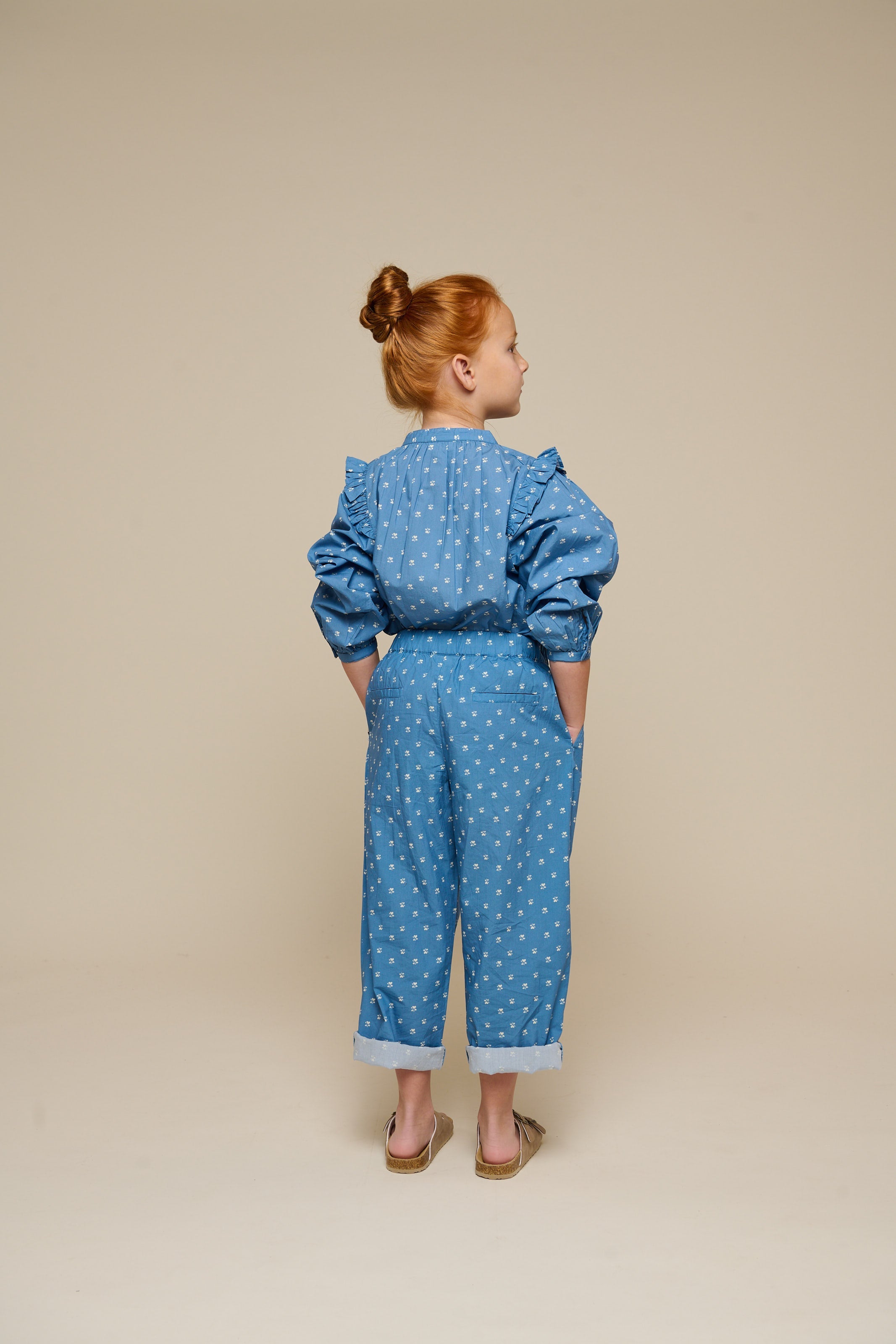 Bedruckte Poplin-Hose - Tween - Dusty Blue | 101089 Camilla