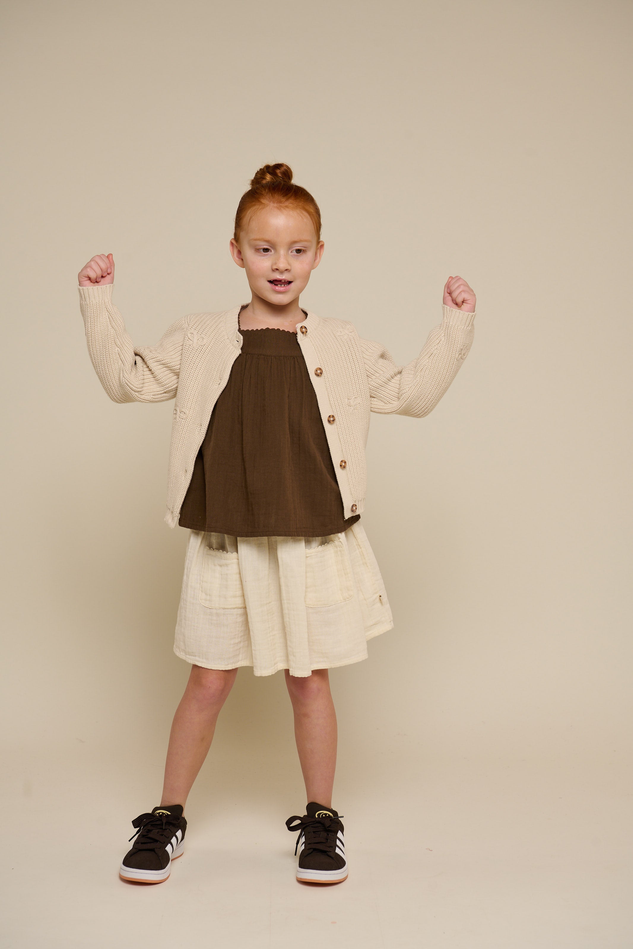 Baumwollstrickjacke mit Schleifen - Tween - Nature | 100791 Freya