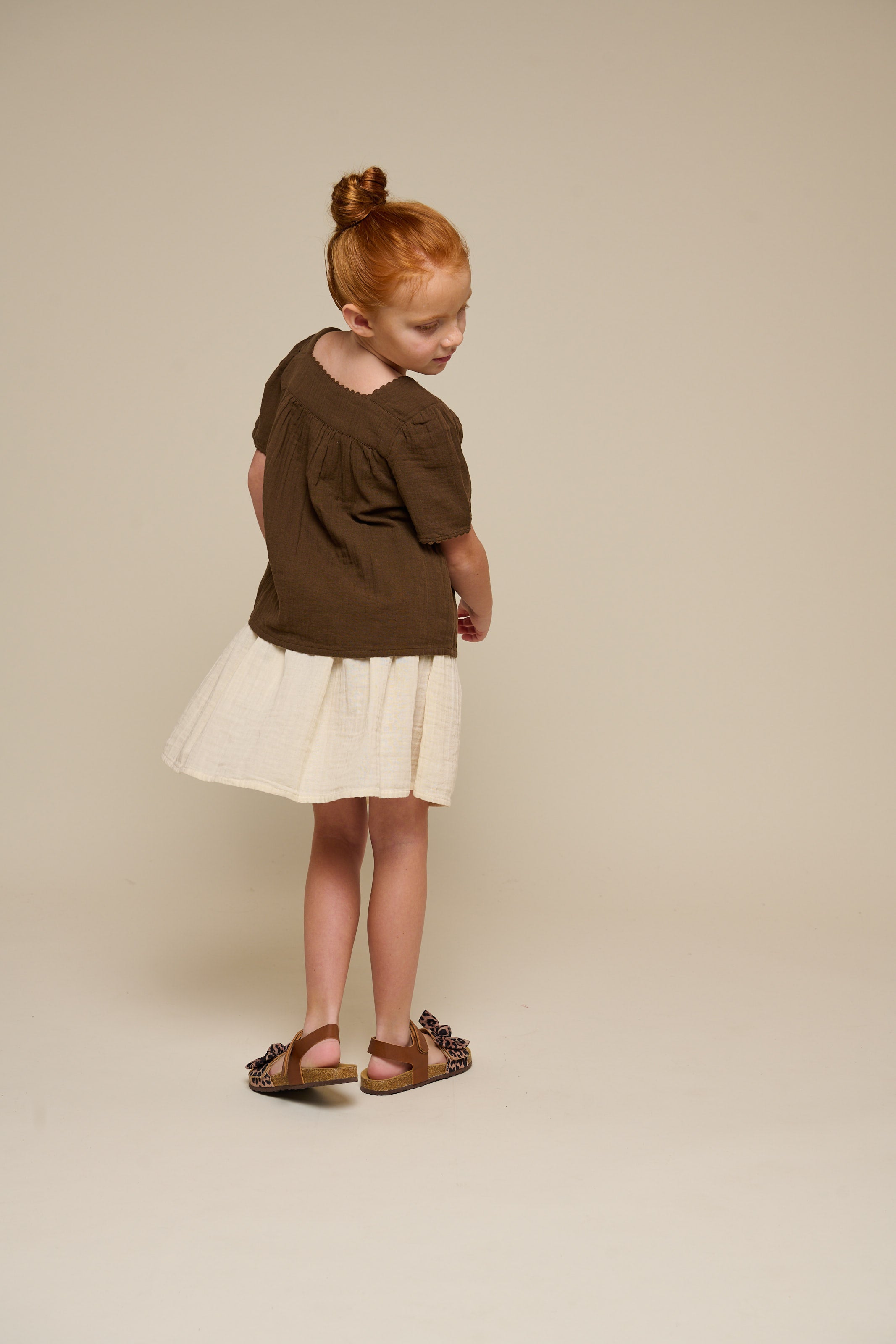 Gauze-Bluse mit Kurzen Ärmeln - Tween - Dark Brown | 100917 Jasmine