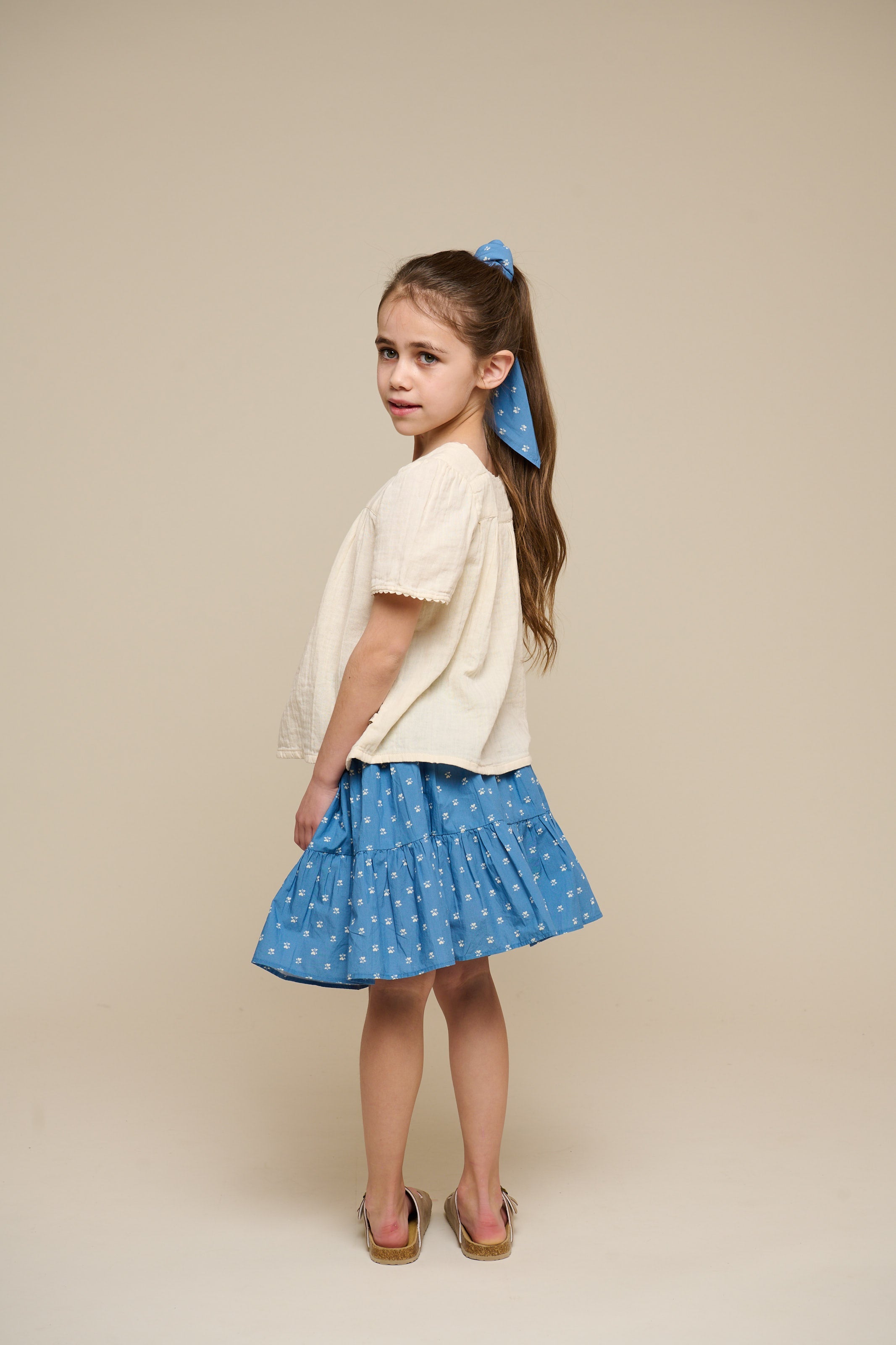Bedruckter Popeline-Rock - Tween - Dusty Blue | 101085 Camilla