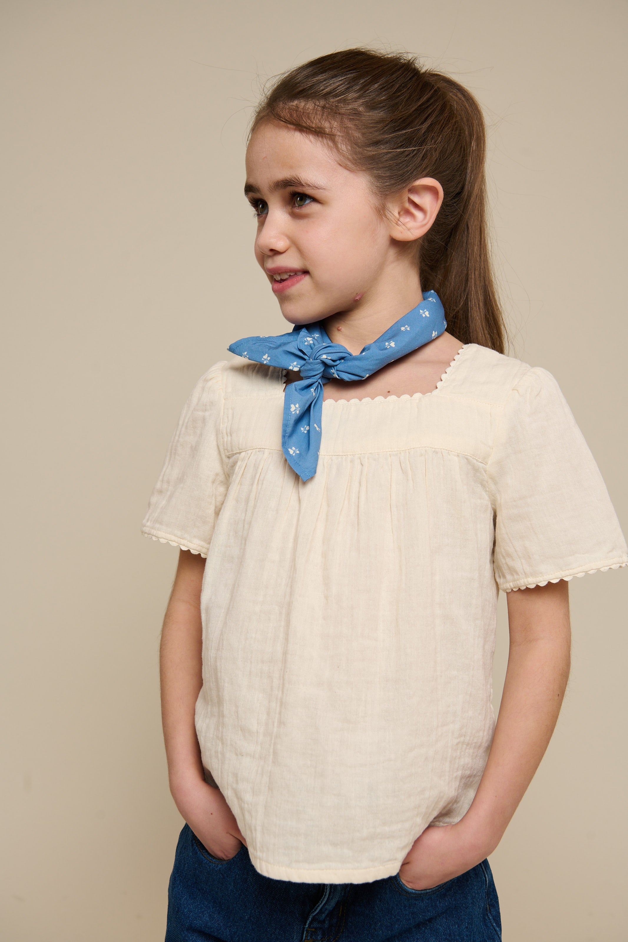 Kurzärmelige Bluse aus Gauze - Tween - Off White | 100919 Jasmine