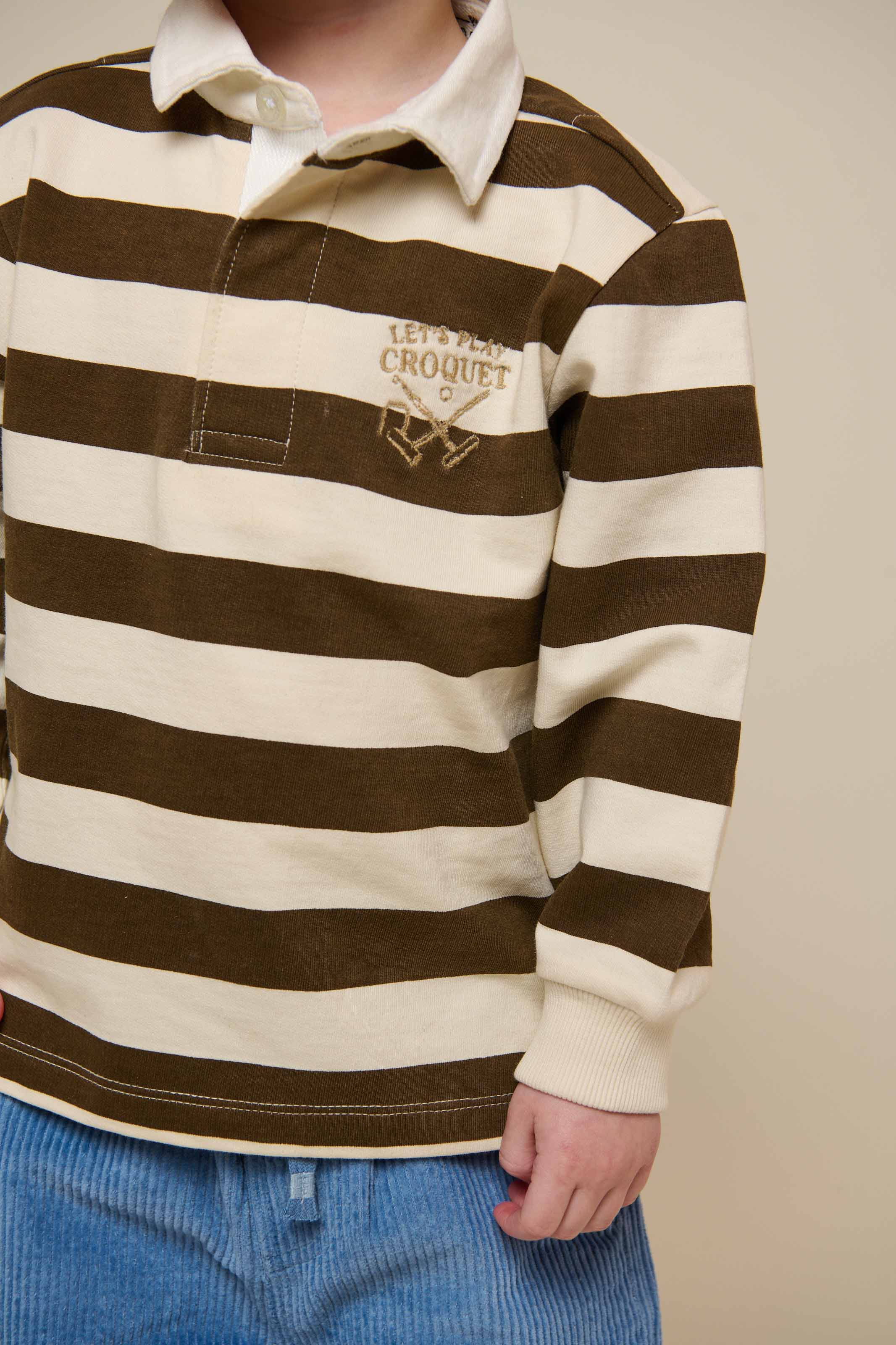 Gestreiftes Polo-Sweatshirt - Kids - Dark Brown/Offwhite | 101397 Marco