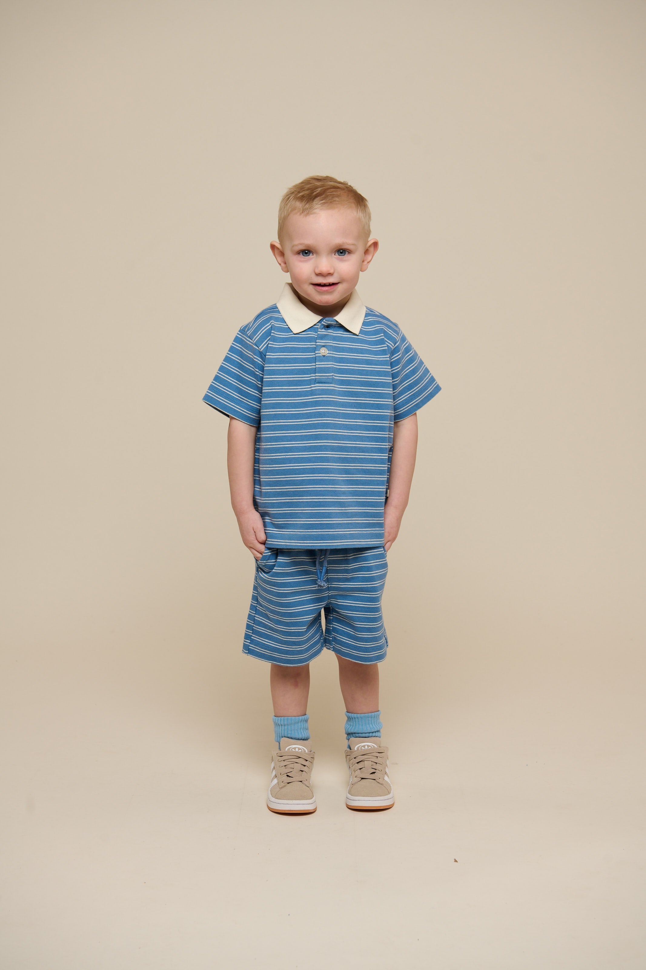 Gestreifte Jersey Shorts - Kids - Dusty Blue | 101183 Otto