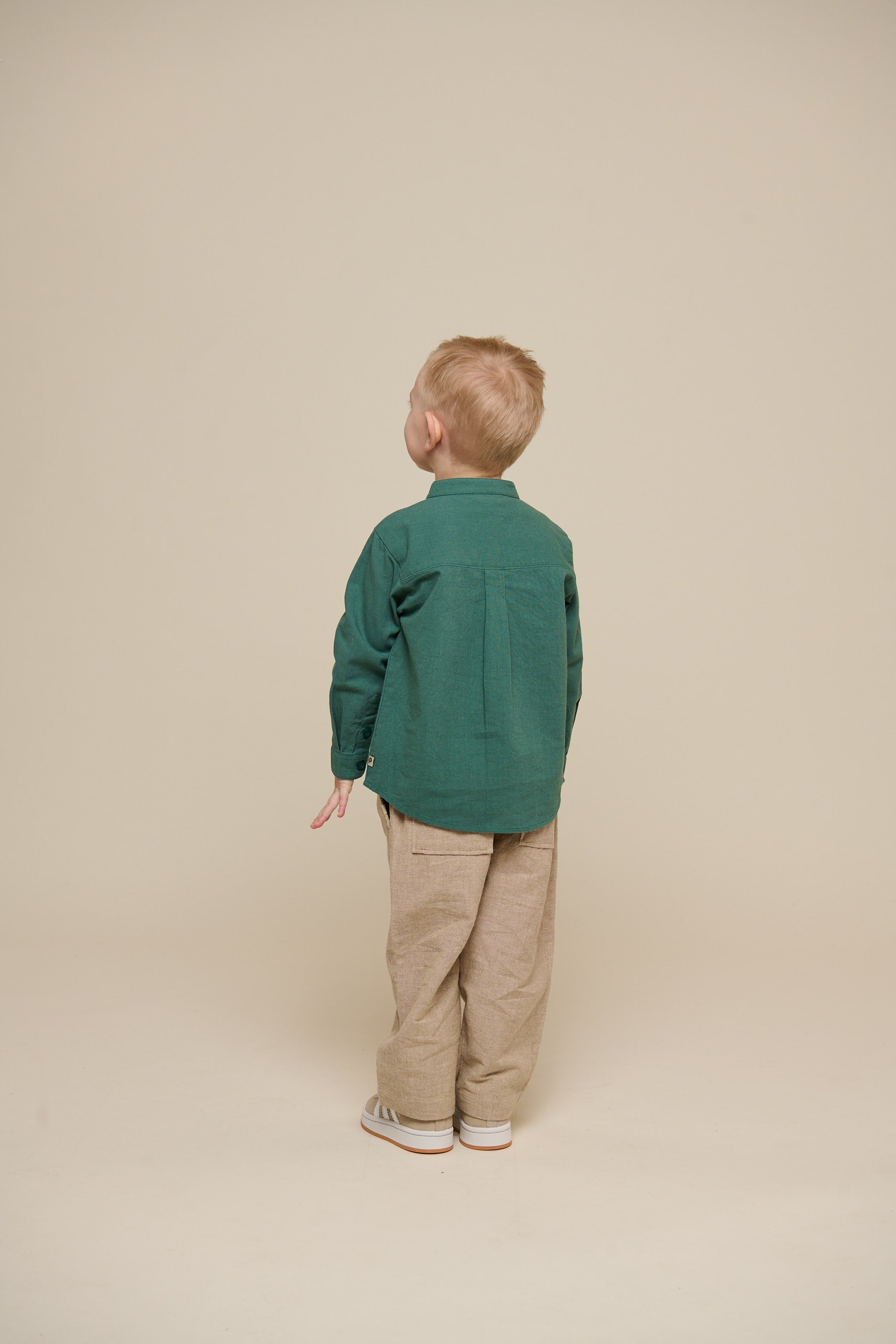Leinenmix Hemd mit Stehkragen - Kids - Tropical Green | 101203 Lucca