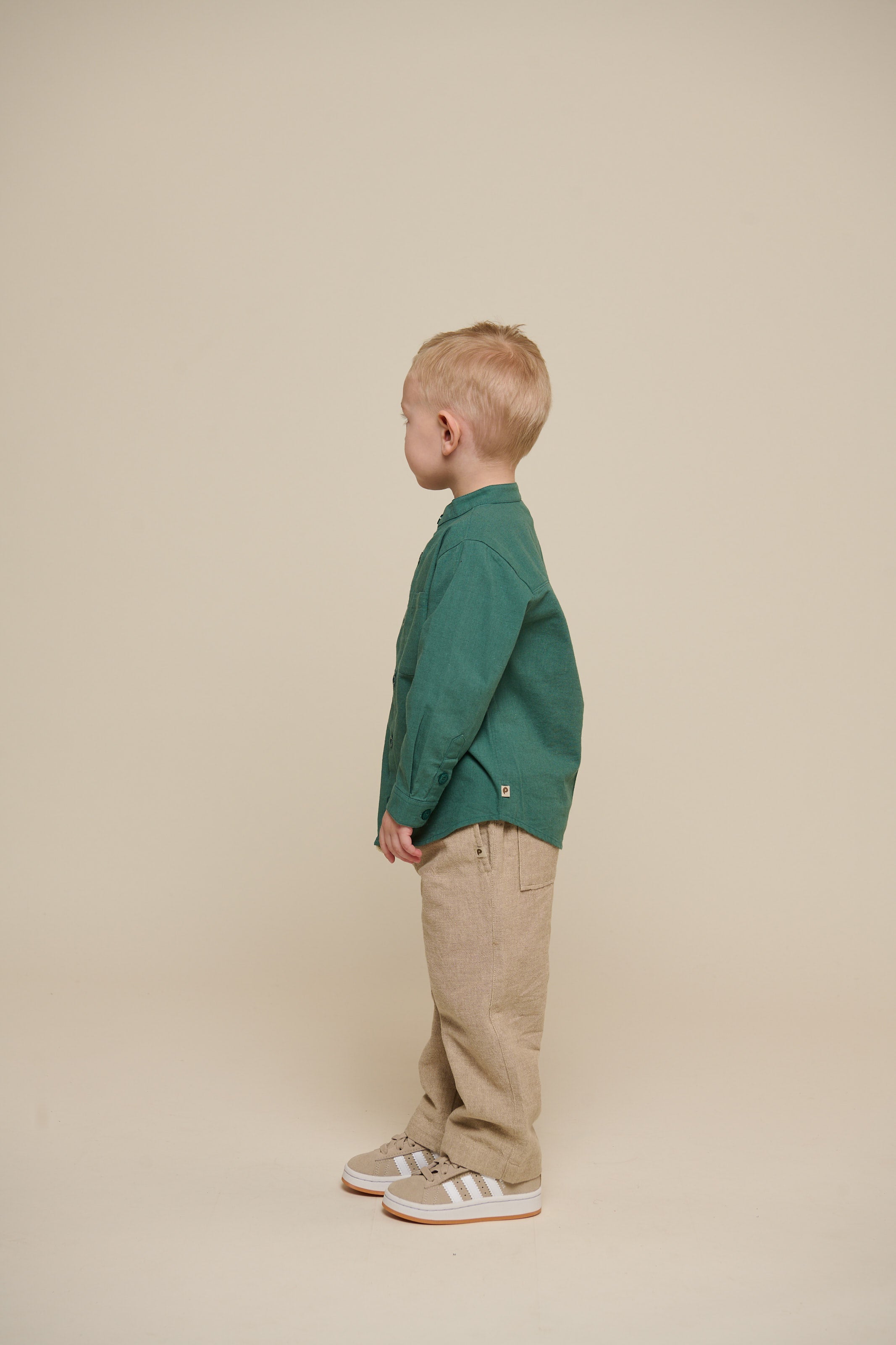 Leinenmix Hemd mit Stehkragen - Kids - Tropical Green | 101203 Lucca
