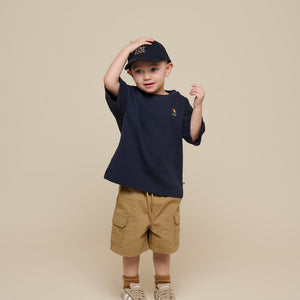 Waffel T-Shirt - Kids - Navy | 101152 Evan