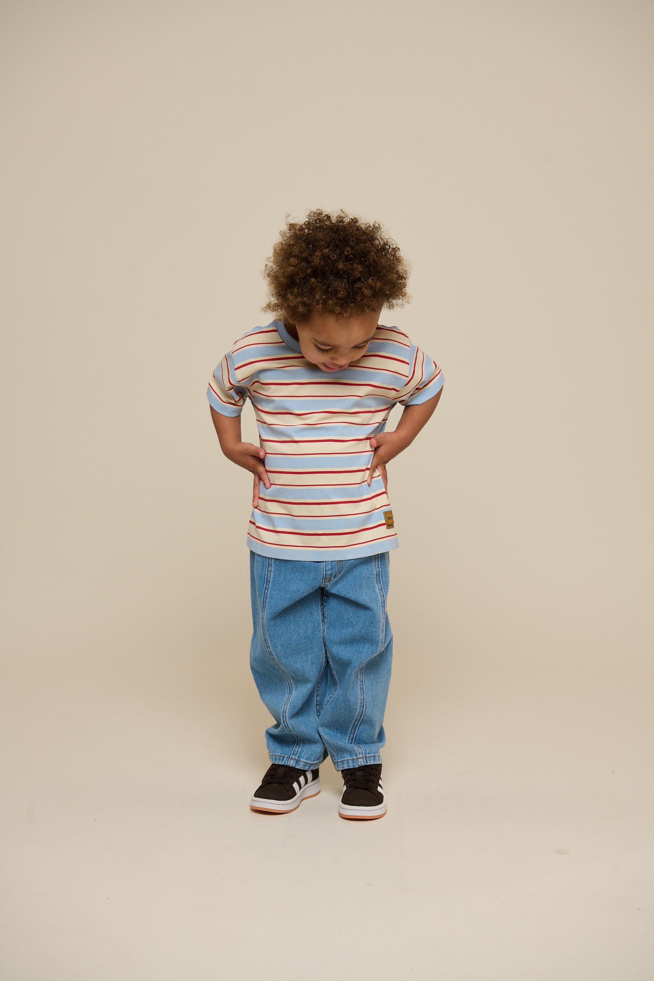 Retro Gestreiftes T-Shirt - Kids - Powder Blue | 101275 Steven