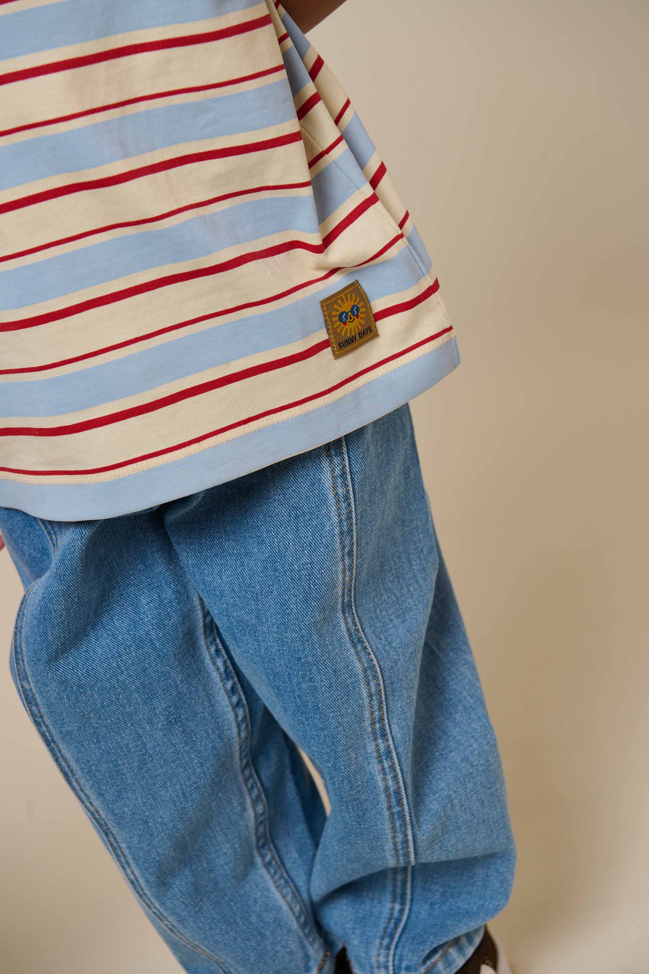 Retro Gestreiftes T-Shirt - Kids - Powder Blue | 101275 Steven