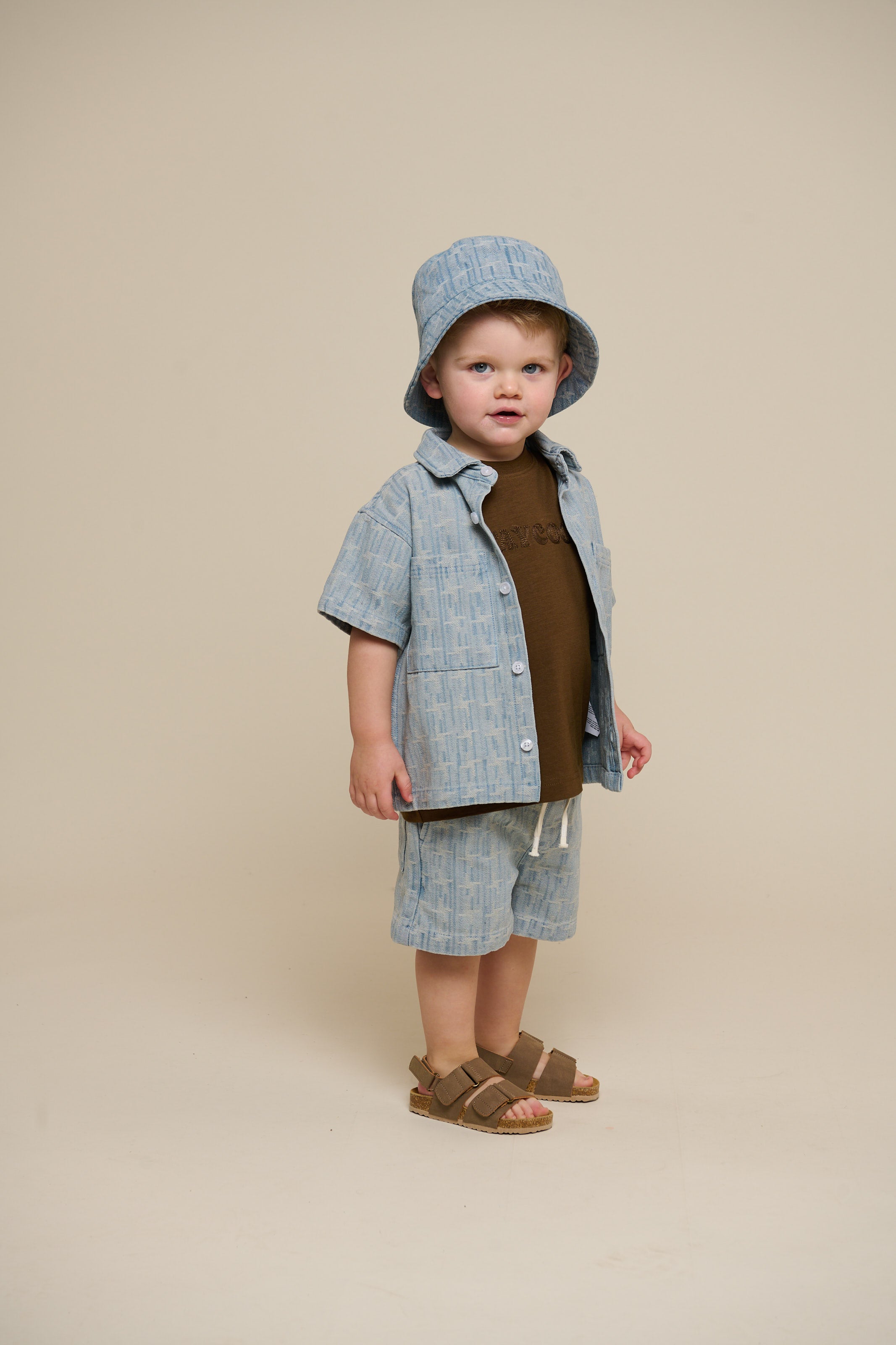 Jacquard-Denim-Kurzarmhemdjacke - Kids - Blue Denim | 101060 Kyle