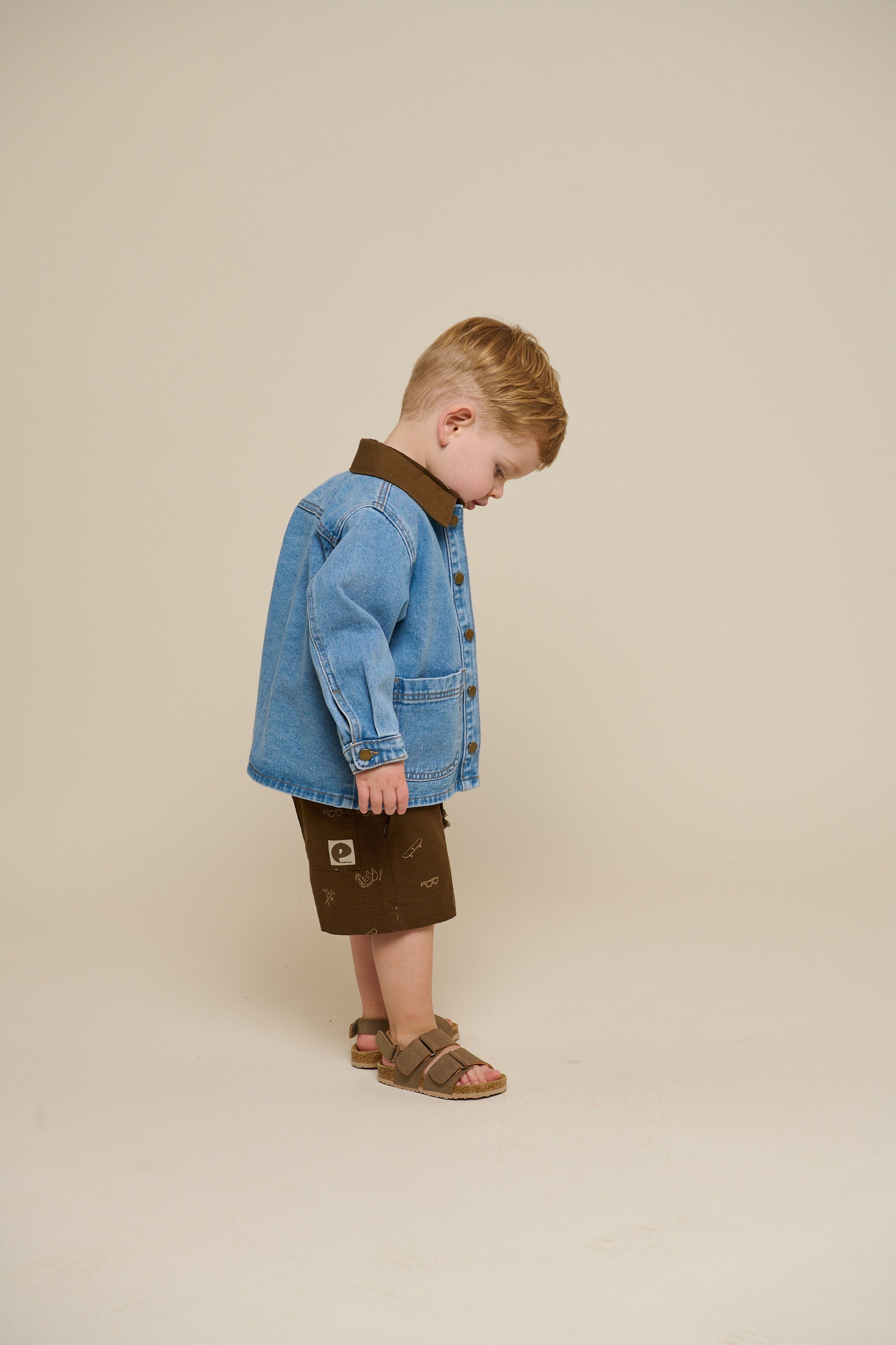 Bedruckte Leinenmix Shorts - Kids - Dark Brown | 101171 William