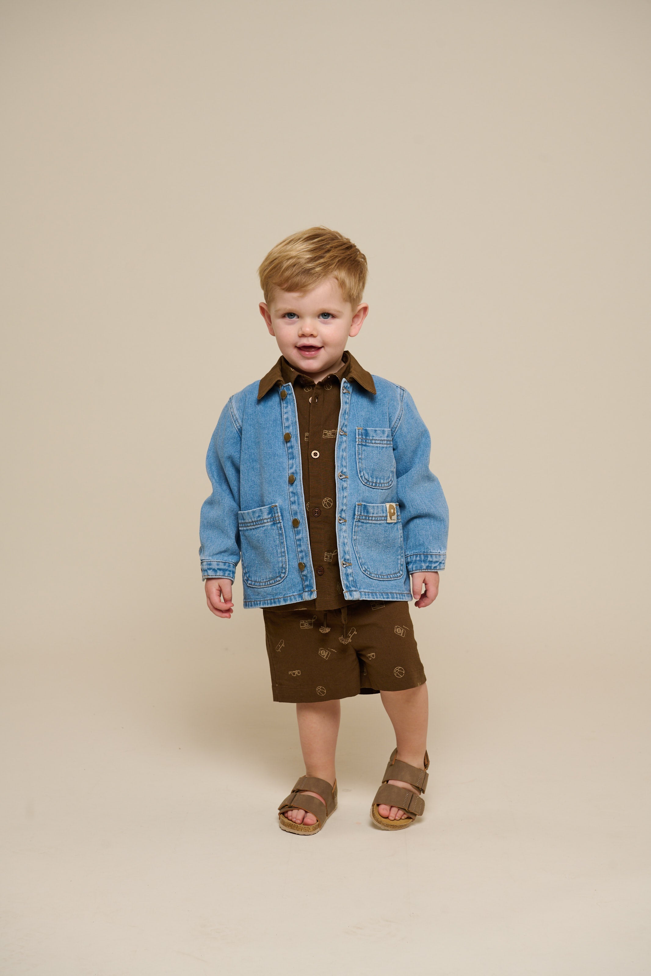Bedruckte Leinenmix Shorts - Kids - Dark Brown | 101171 William