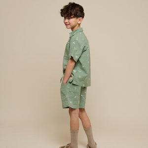 Bedruckte Leinenmix Shorts - Tween - Dusty Green | 101170 William