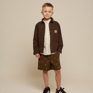 Bedruckte Leinenmix Shorts - Tween - Dark Brown | 101172 William