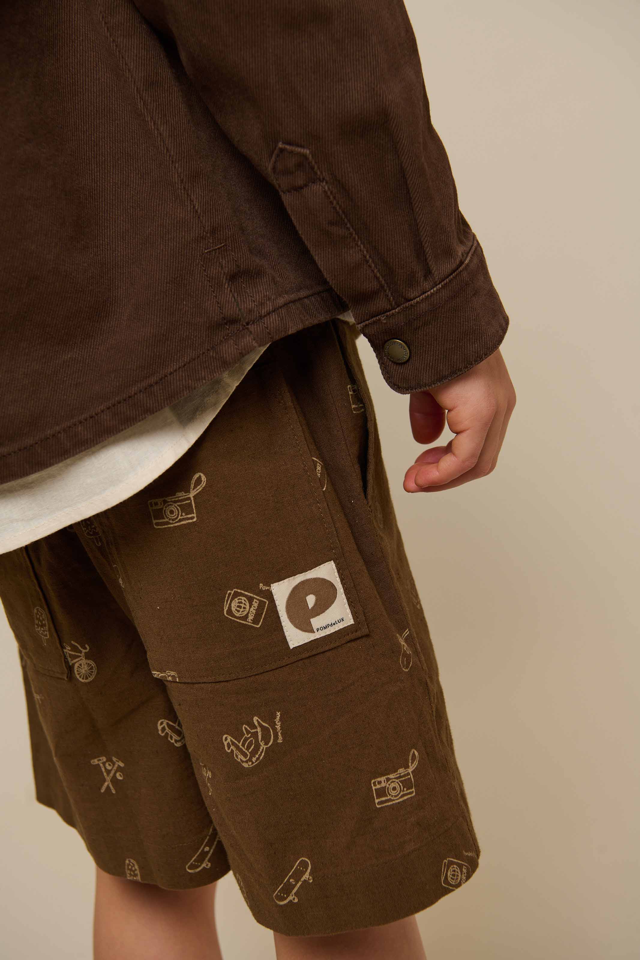 Bedruckte Leinenmix Shorts - Tween - Dark Brown | 101172 William