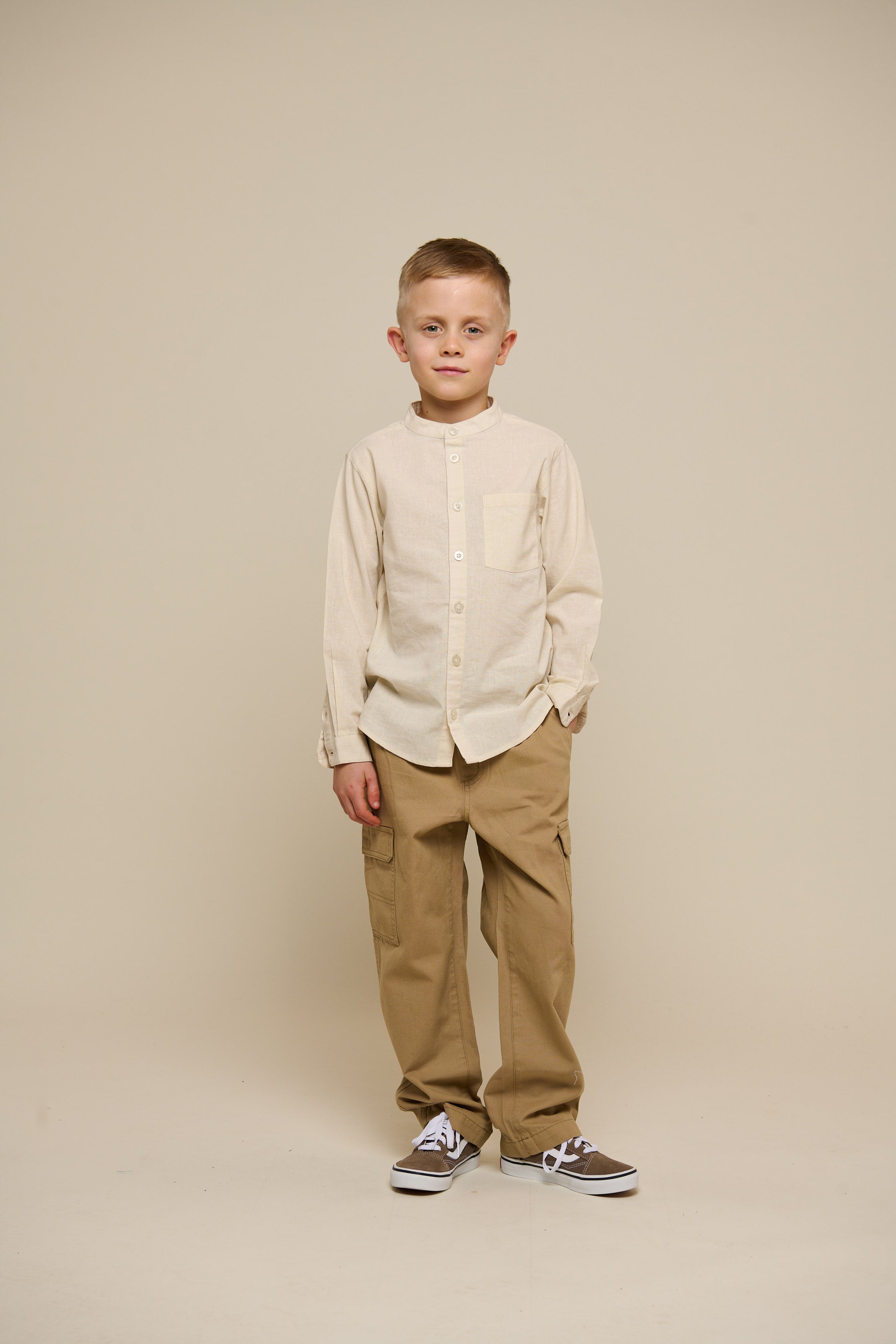 Leinenmix Hemd mit Stehkragen - Tween - Offwhite | 101202 Lucca