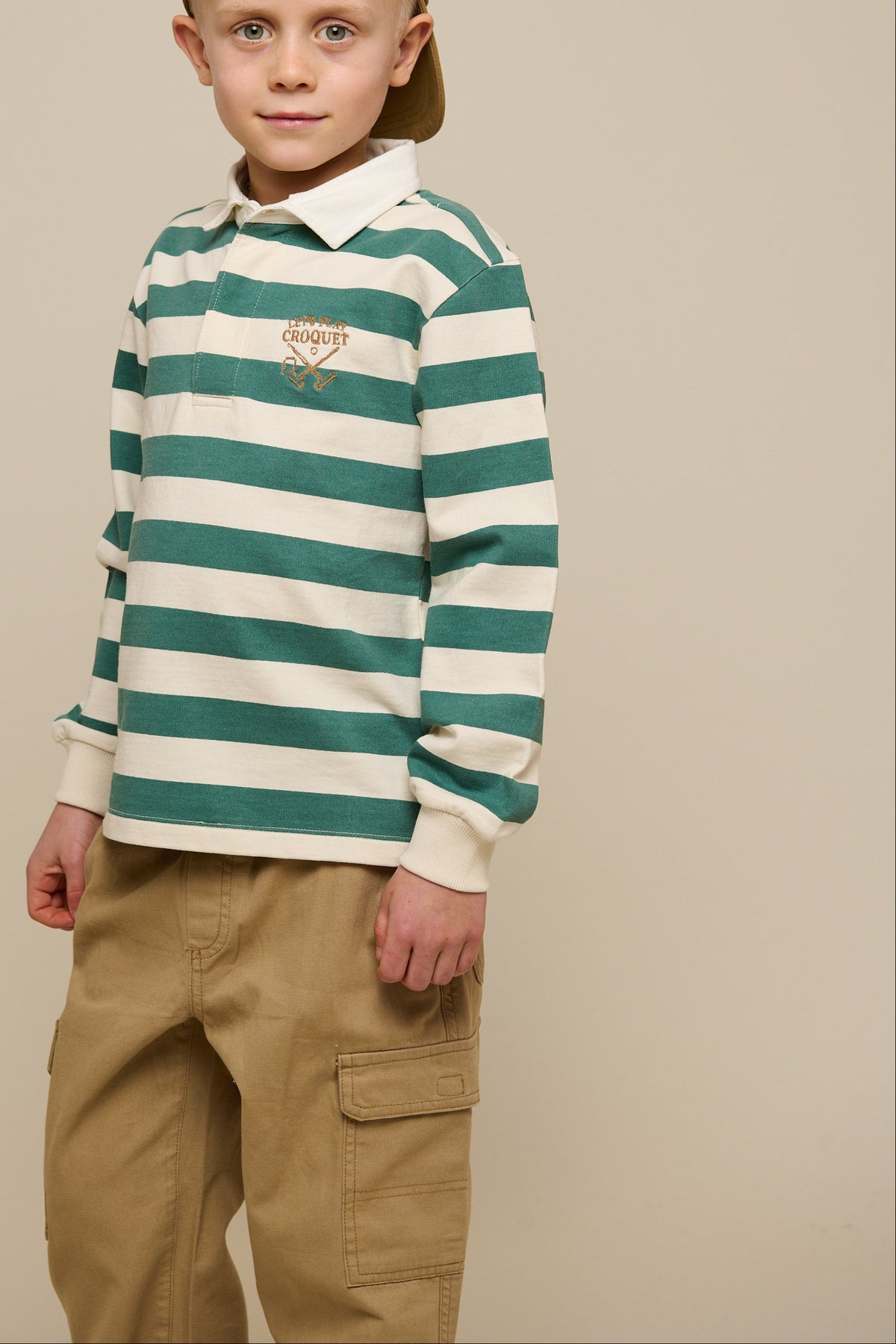 Gestreiftes Polo-Sweatshirt - Tween - Tropical Green/Offwhite | 101341 Marco