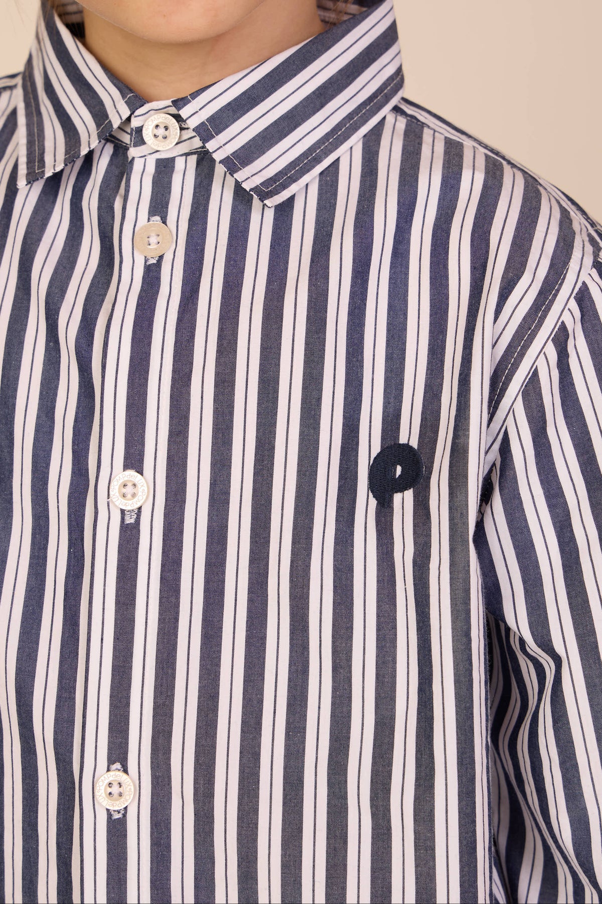 Gestreiftes Baumwollhemd Kids - Navy Stripe | 101653 Milo