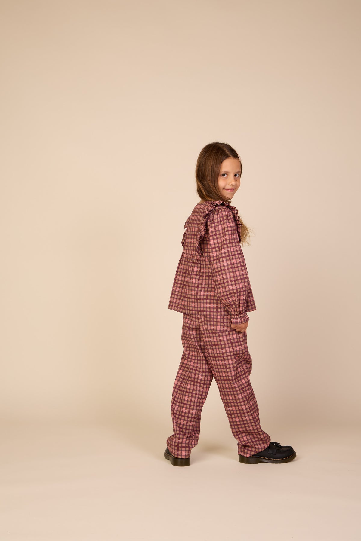 Karierte Baumwollhose Tween - Rose | 101490 Penny