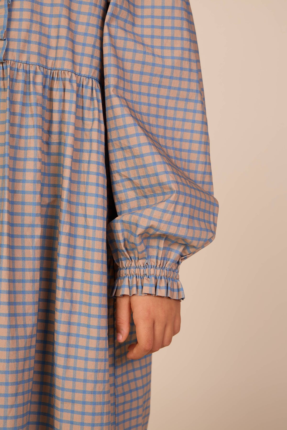 Popelinekleid mit Knopfleiste Tween - Blue Check | 101438 Julia