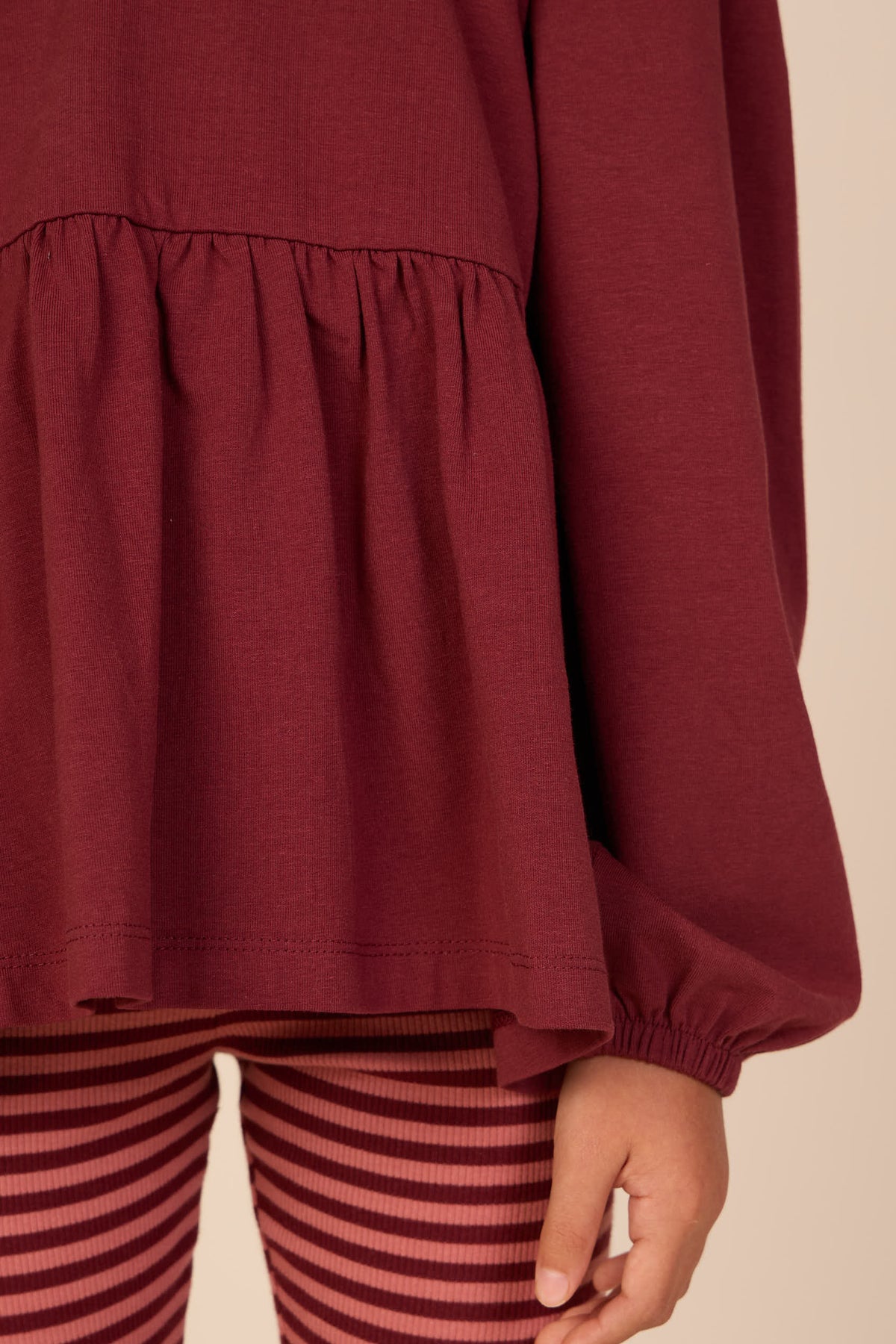 Einfarbige Jerseybluse mit Schößchen Kids - Bordeaux | 101547 Heidi