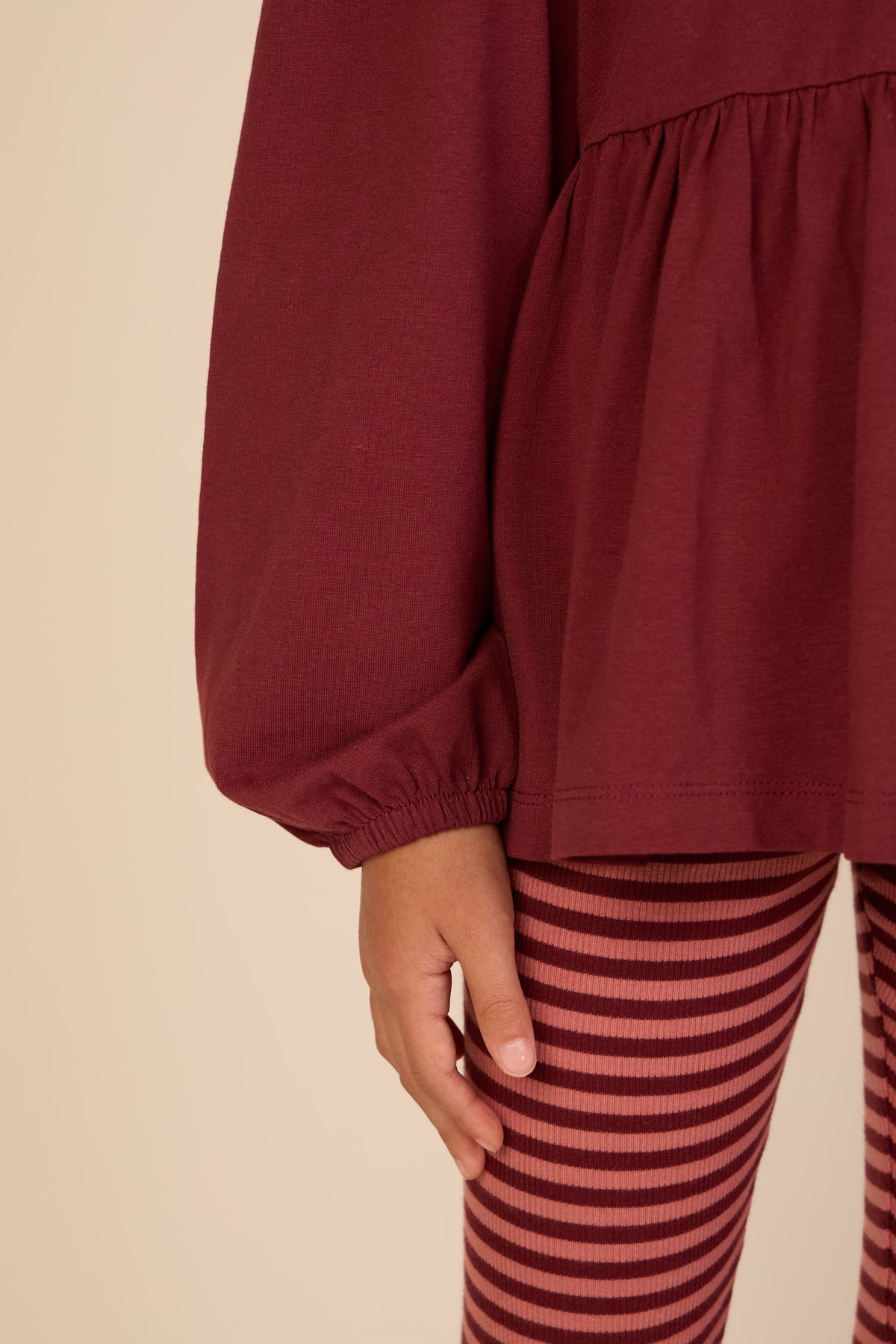 Gestreifte Ripp-Leggings Tween - Dusty Rose/Bordeaux | 101613 Gloria