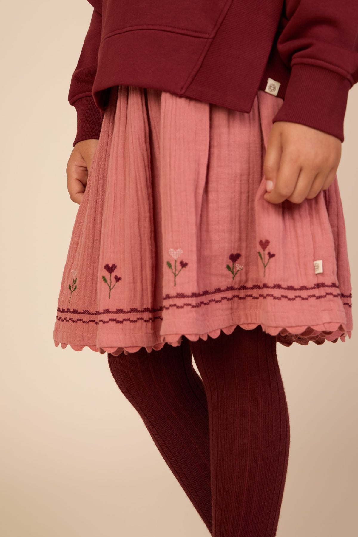 Musselinrock mit Kreuzstichstickerei Tween - Dusty Rose | 101470 Laureen