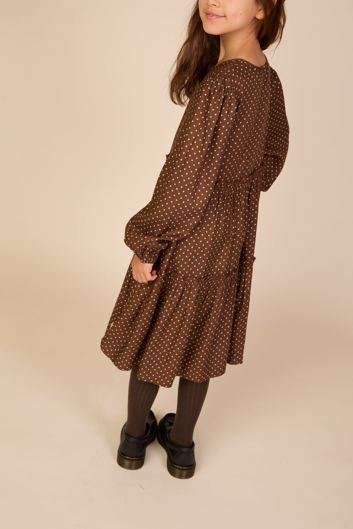 Gepunktetes Midikleid aus Viskose Tween - Brown/Offwhite | 101658 Feline