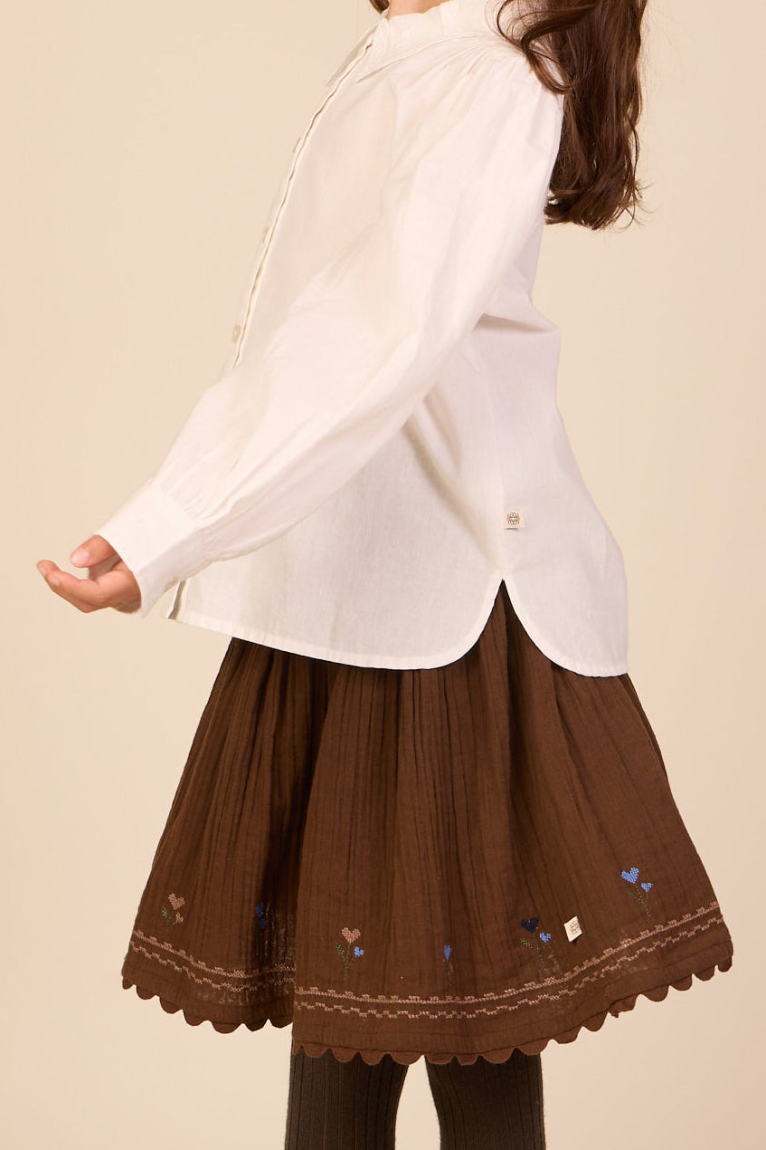 Baumwollhemd mit Spitzenkragen Kids - Offwhite | 101459 Holly