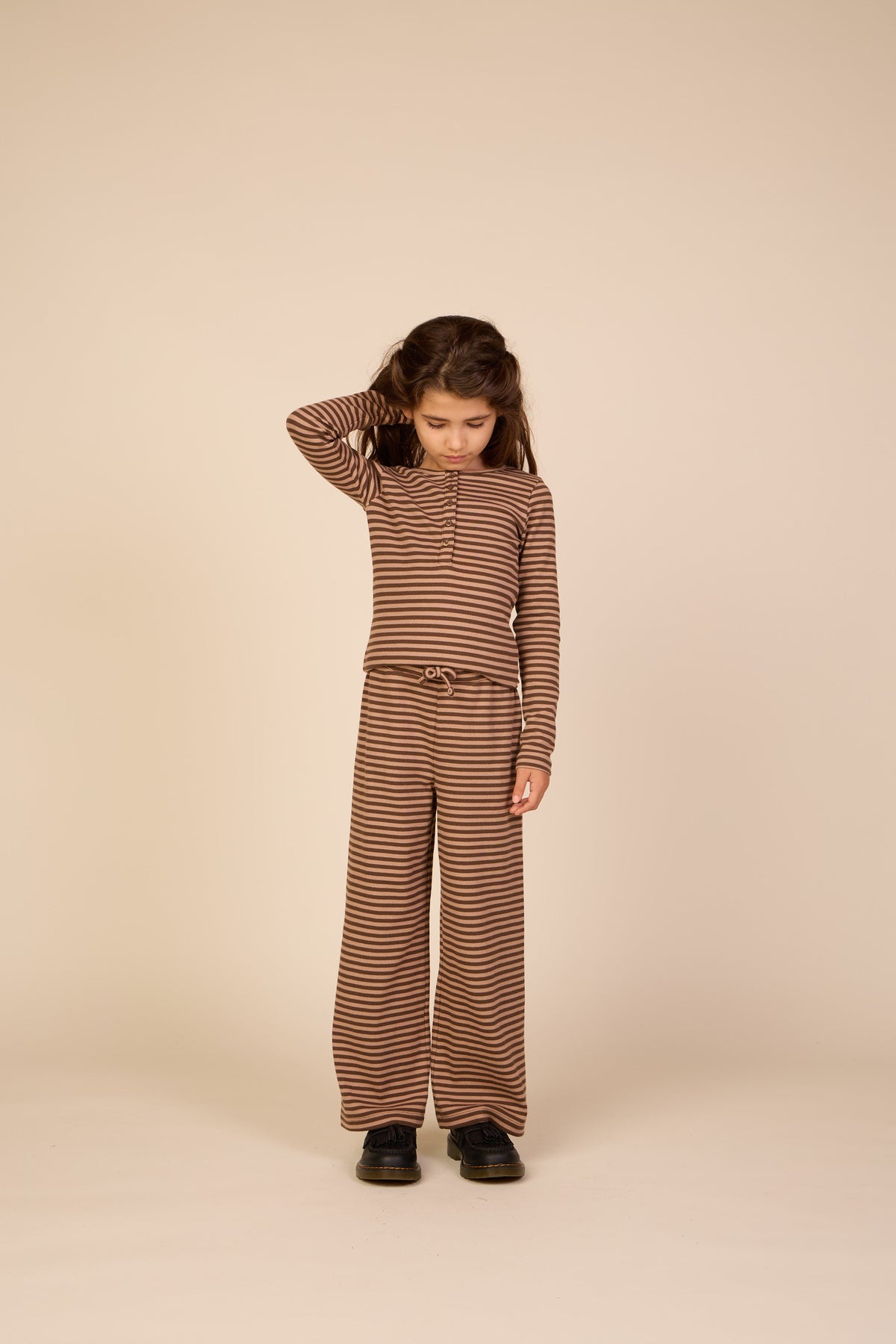 Gestreiftes Langarmshirt aus Rippstoff Tween - Brown/Light Brown | 101615 Gloria