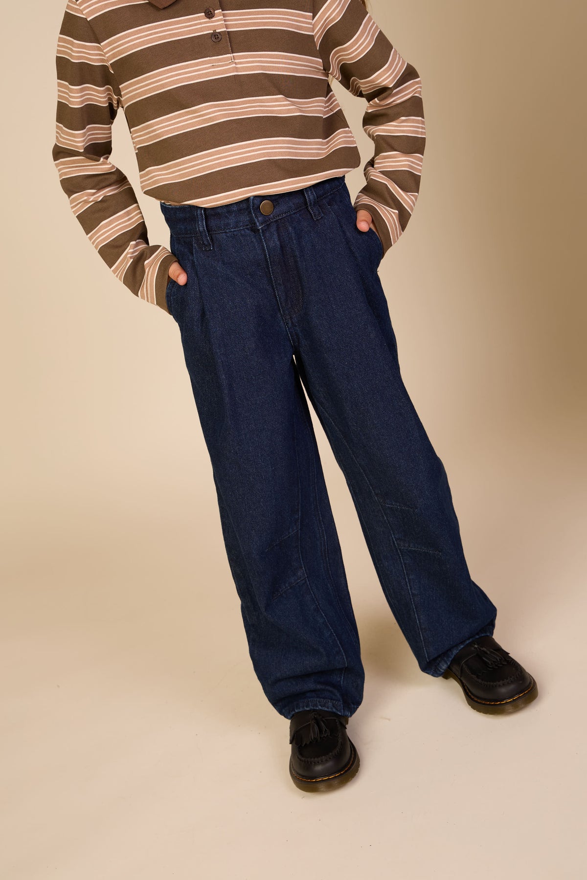 Wide-Leg-Jeans mit Bundfalten Tween - Dark Blue | 101648 Sadie