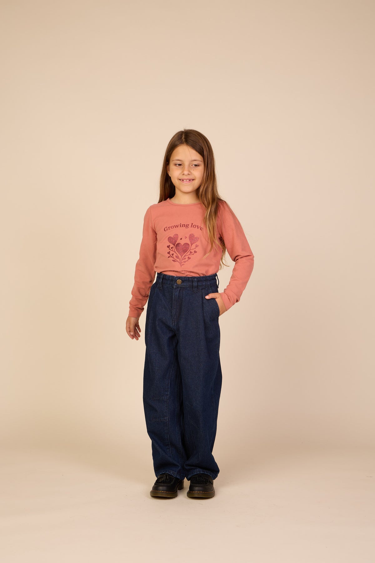 Langarmshirt mit Glitzerprint Tween - Dusty Rose | 101714 Piper