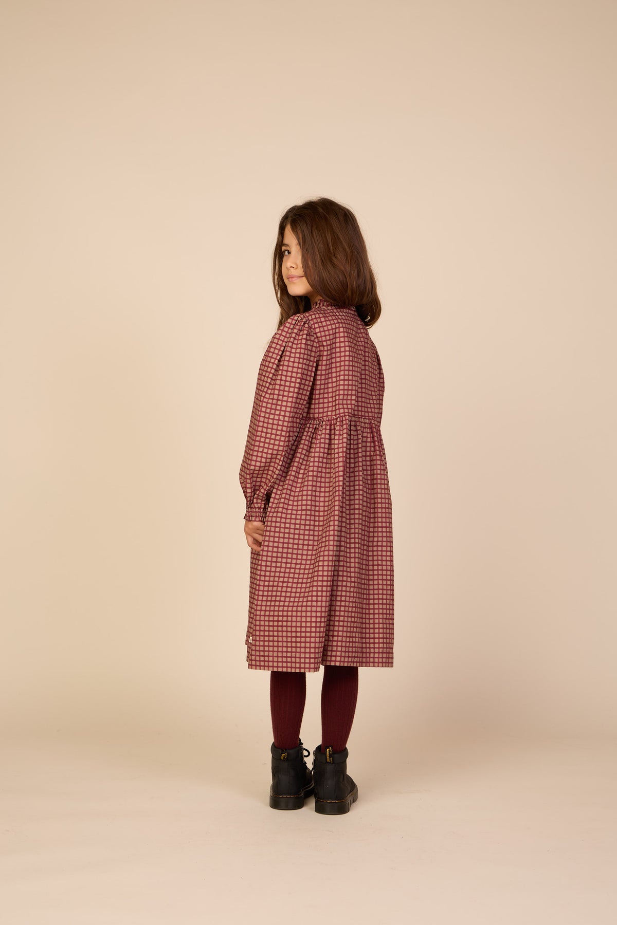 Popelinekleid mit Knopfleiste Tween - Bordeaux Check | 101437 Julia