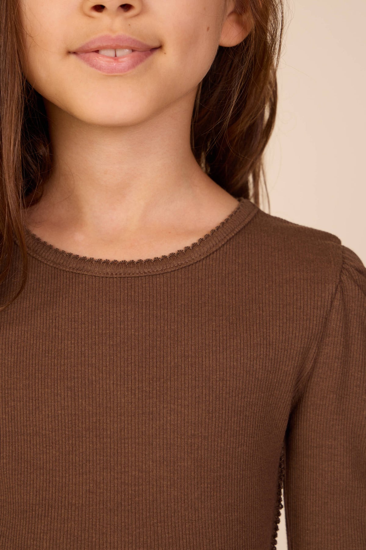 Geripptes Langarmshirt aus Modal-Mix Tween - Brown | 101558 Lottie
