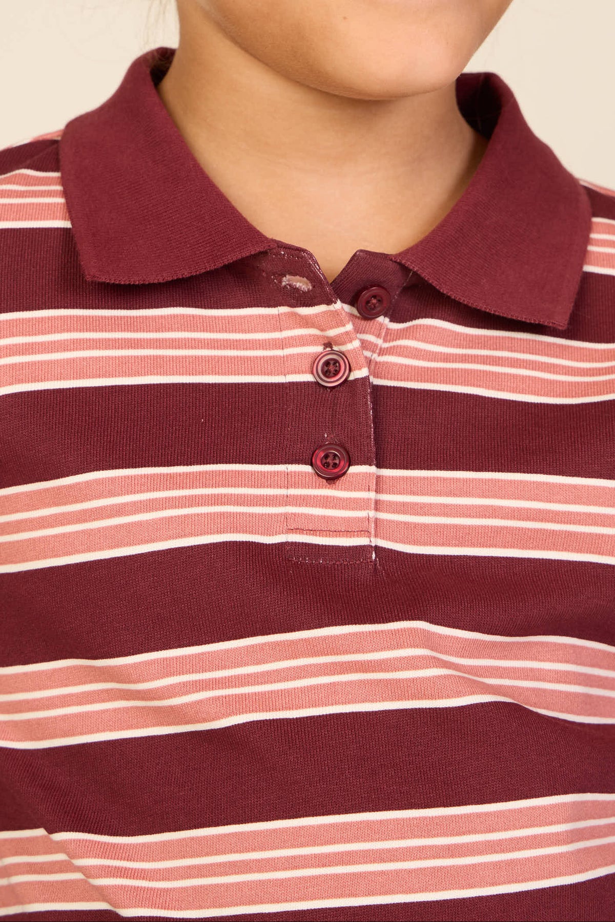 Gestreiftes Langarm-Poloshirt aus Jersey Kids - Bordeaux | 101697 Hope