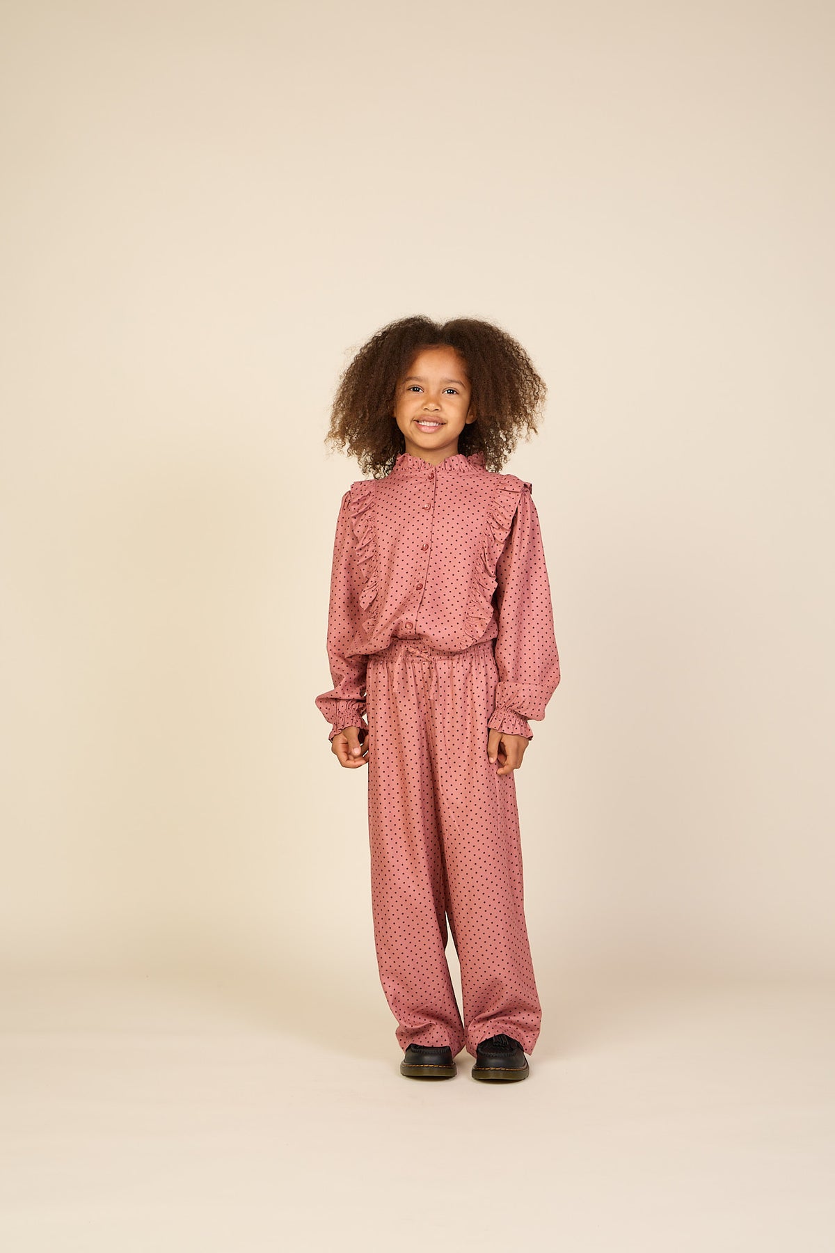 Gepunktete Viskosebluse mit Rüschen Tween - Dusty Rose/Bordeaux | 101661 Feline