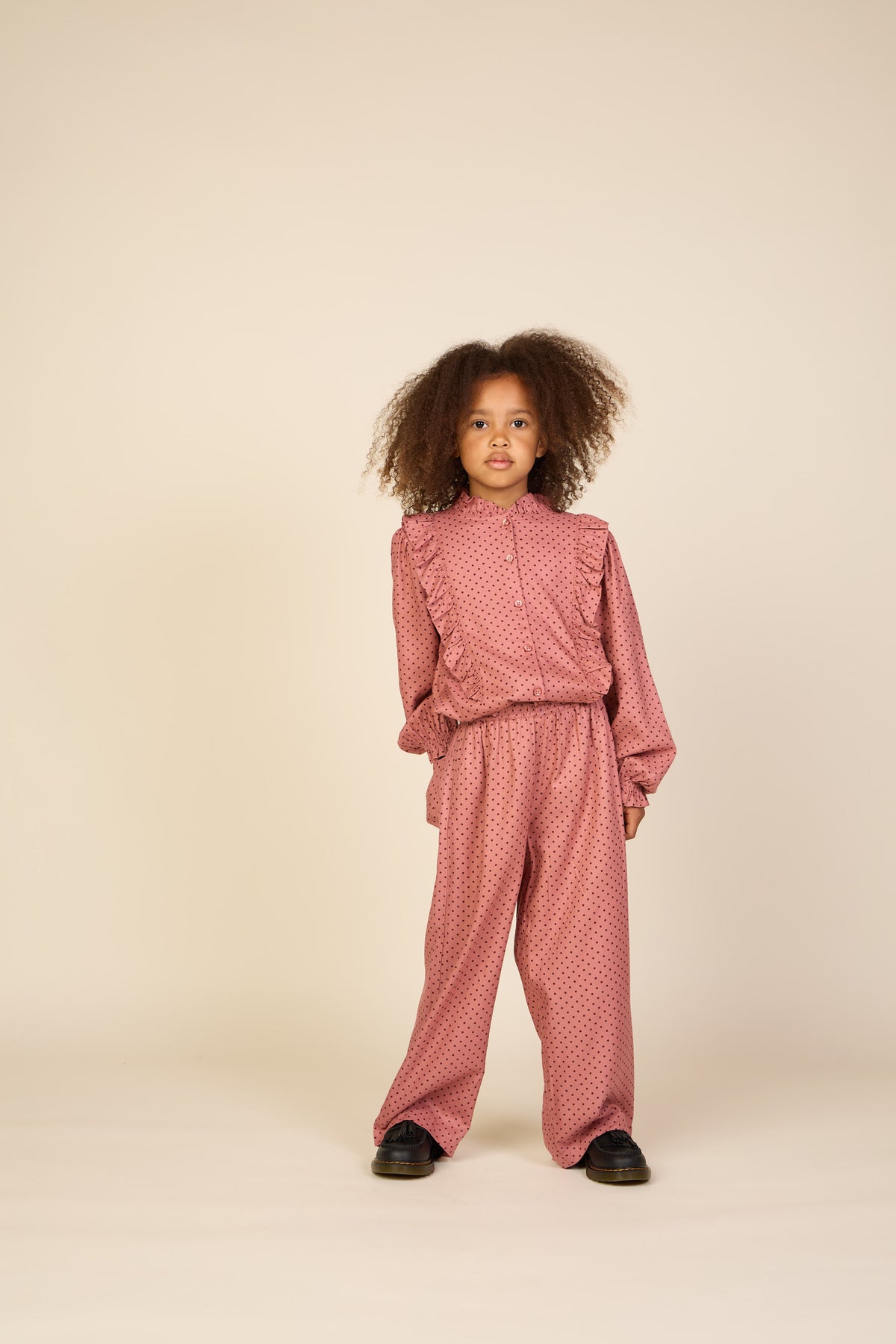 Gepunktete Hose aus Viskose Tween - Dusty Rose/Bordeaux | 101659 Feline